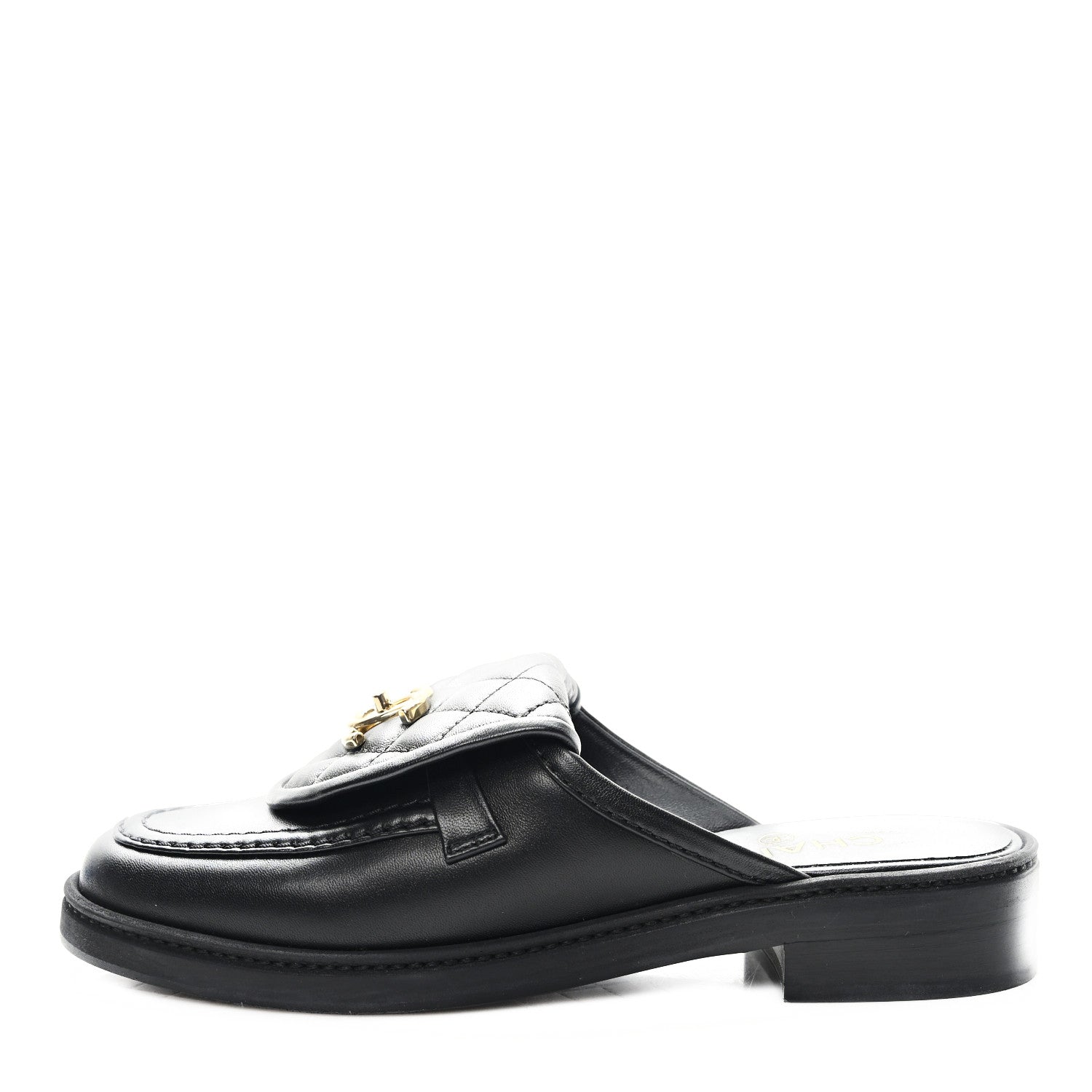 Lambskin Quilted CC Turnlock Mules 37.5 Black