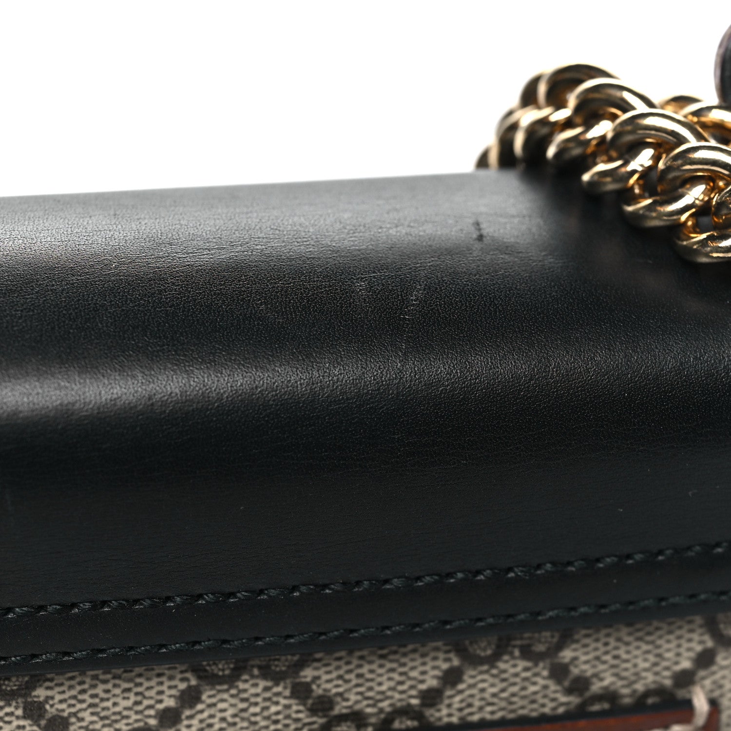 GG Supreme Monogram Calfskin Small Padlock Shoulder Bag Beige Black Cuir
