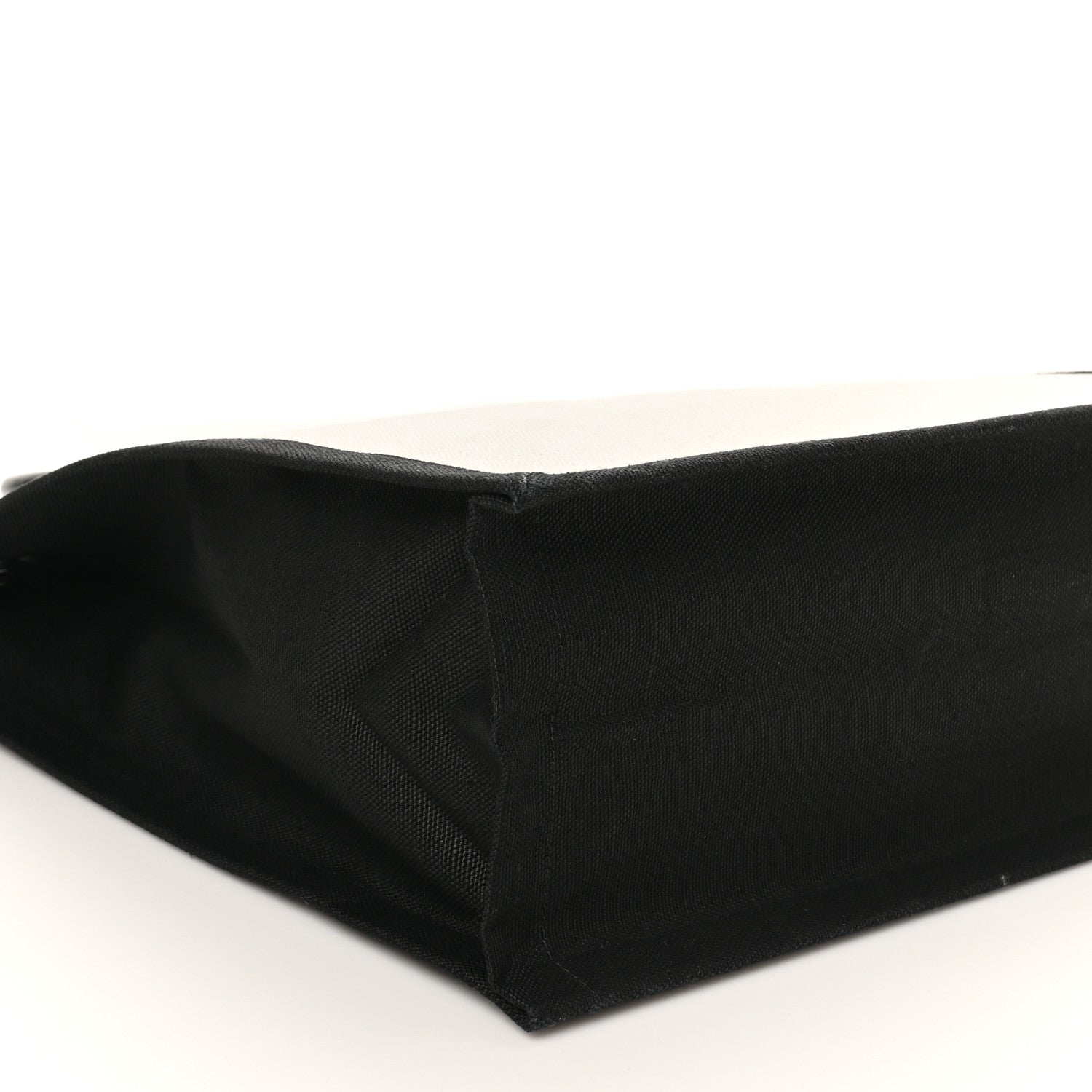 Linen Calfskin Rive Gauche North South Tote White Black