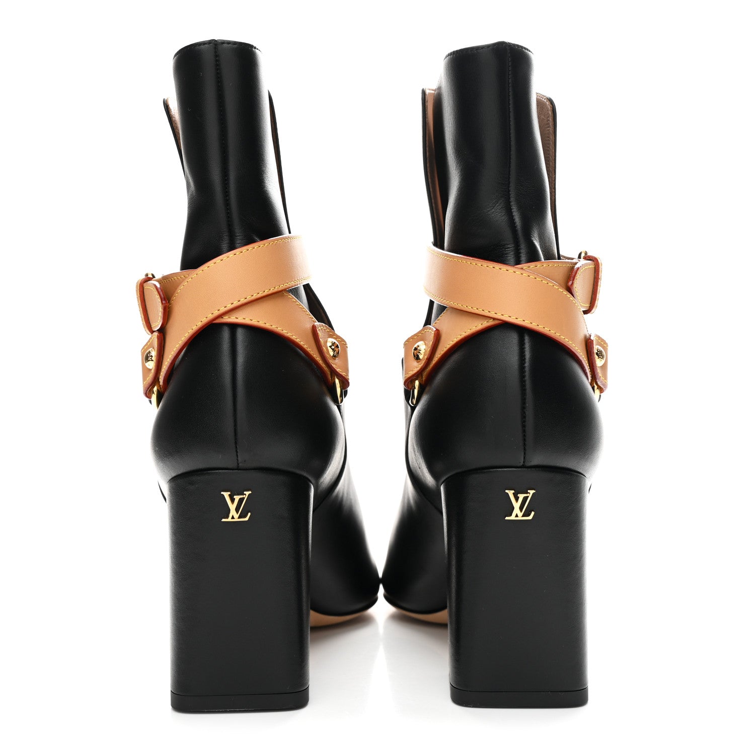 Calfskin Belted Ankle Boots 41 Black