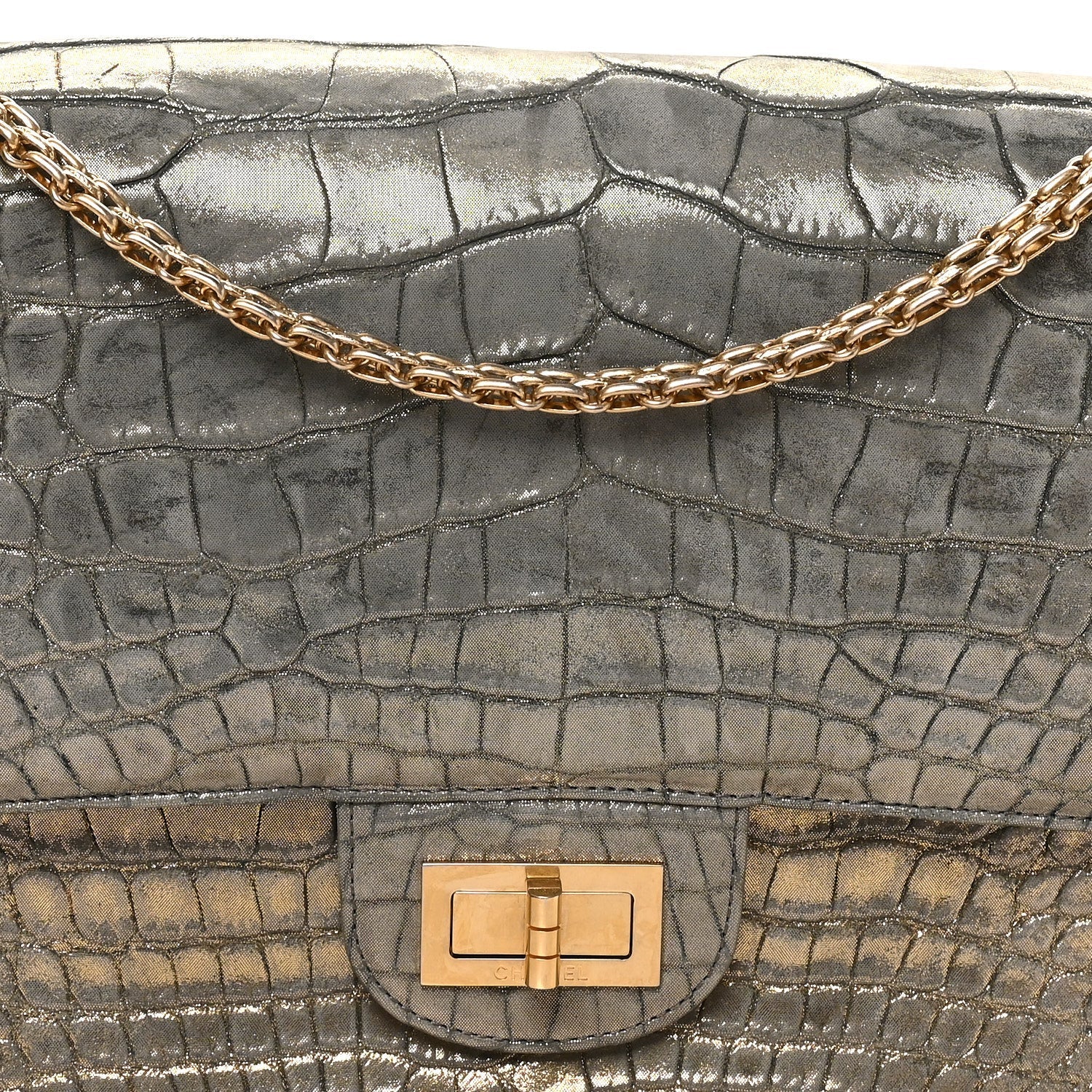 Metallic Alligator 2.55 Reissue 226 Flap Blue Gold