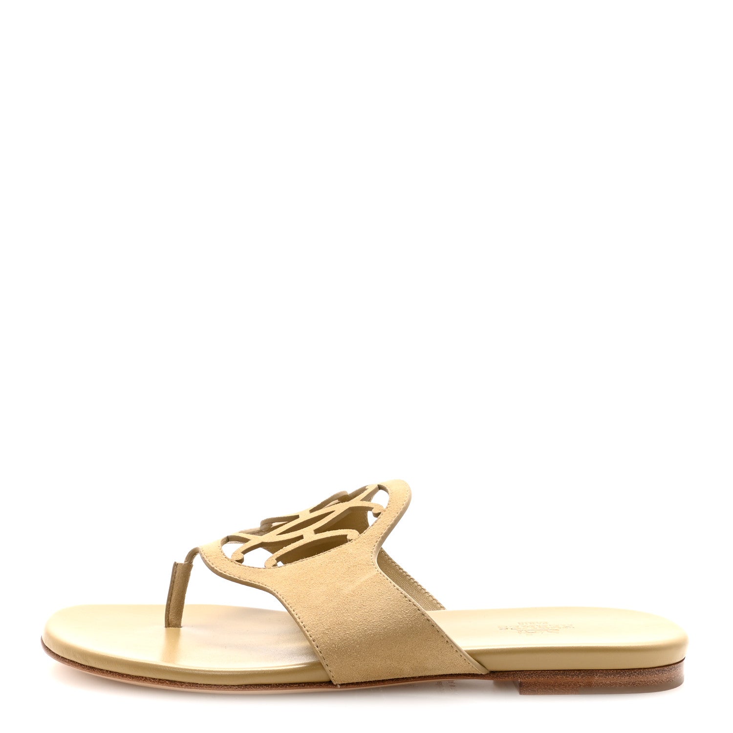 Suede Goatskin Womens Mage Sandals 38.5 Beige Albatre