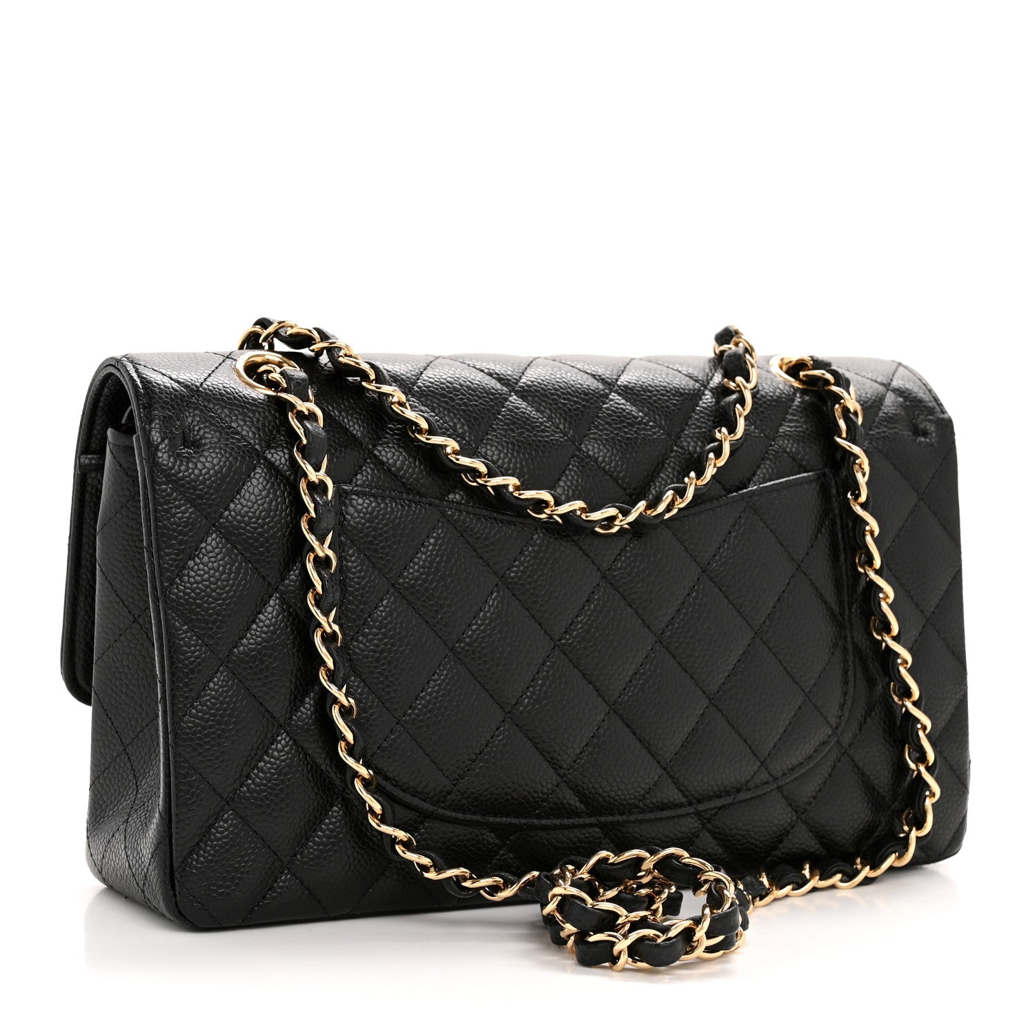 Caviar Quilted Medium Double Flap Black