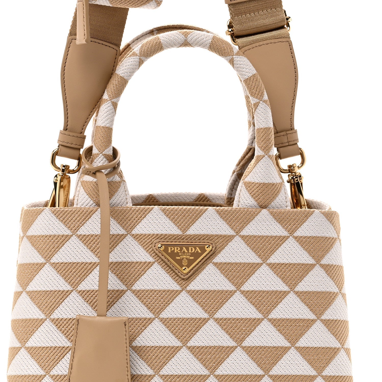 Jacquard Triangolo Symbole Embroidered Tote Corda Talco