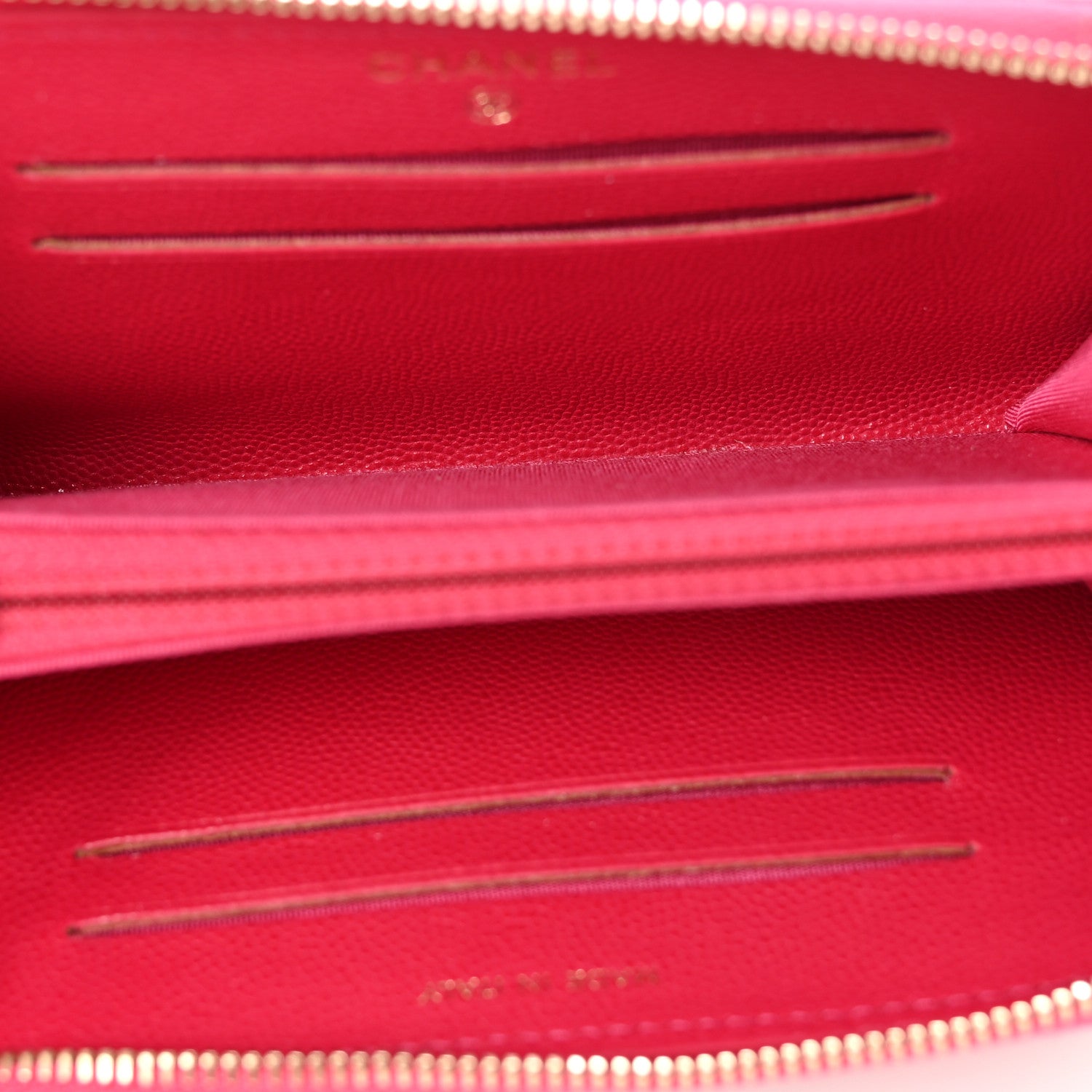 Caviar Camellia Embossed Medium Zip Around Gusset Wallet Pink