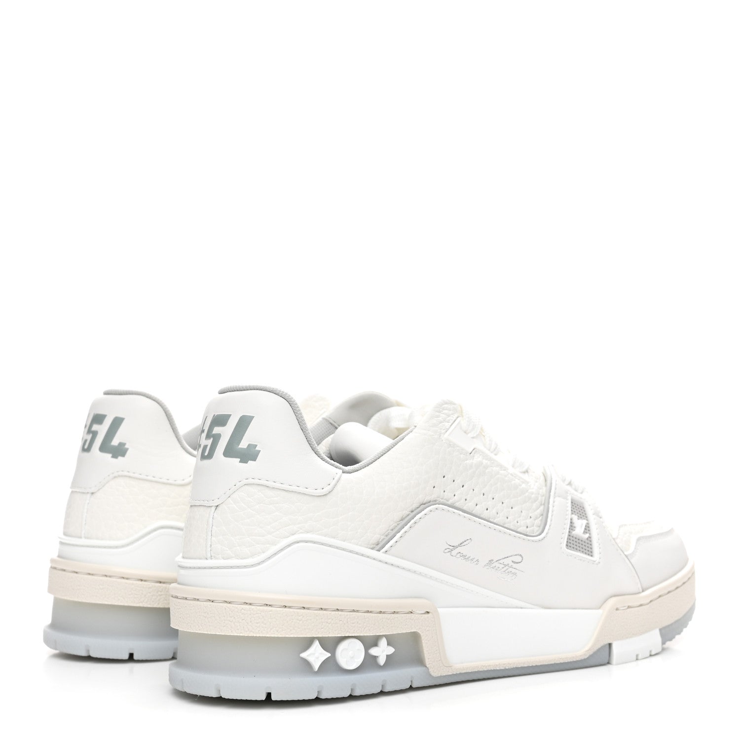 Grained Calfskin Womens LV Trainer Sneakers 37 White