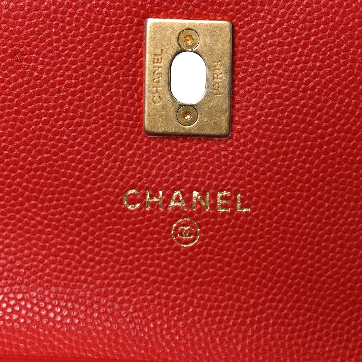 Caviar Quilted Chain Handle Round Phone Holder Red