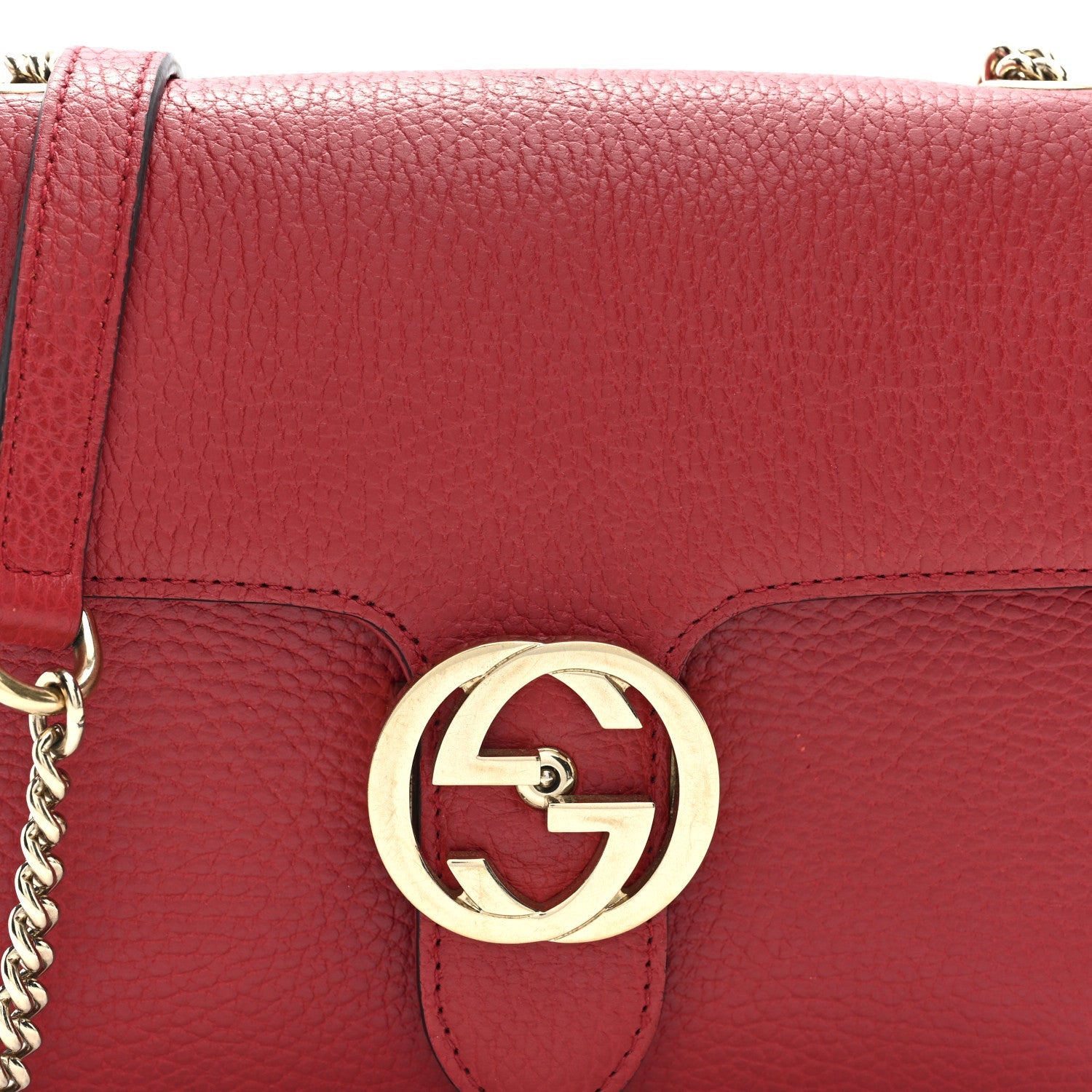 Dollar Calfskin Small Interlocking G Shoulder Bag Red