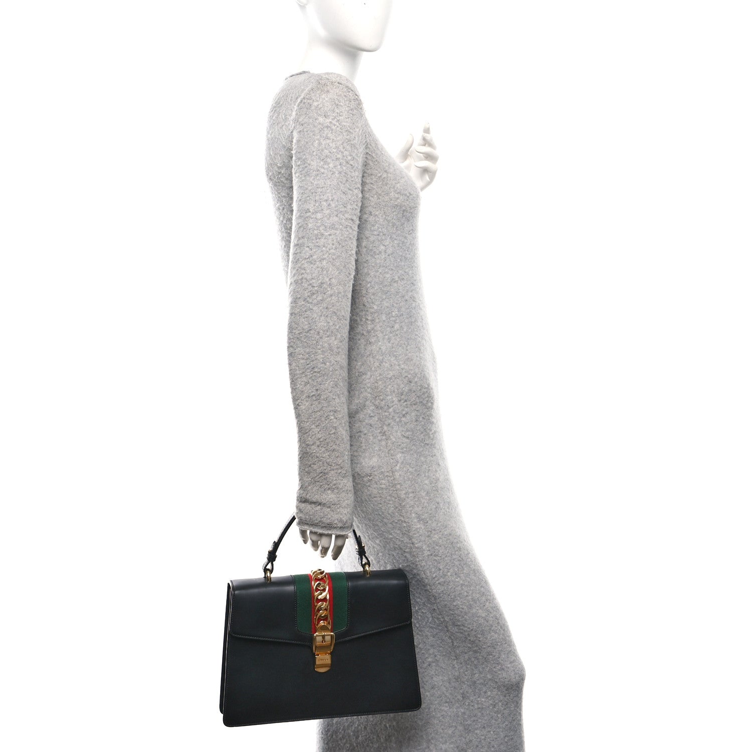Calfskin Medium Sylvie Top Handle Bag Black