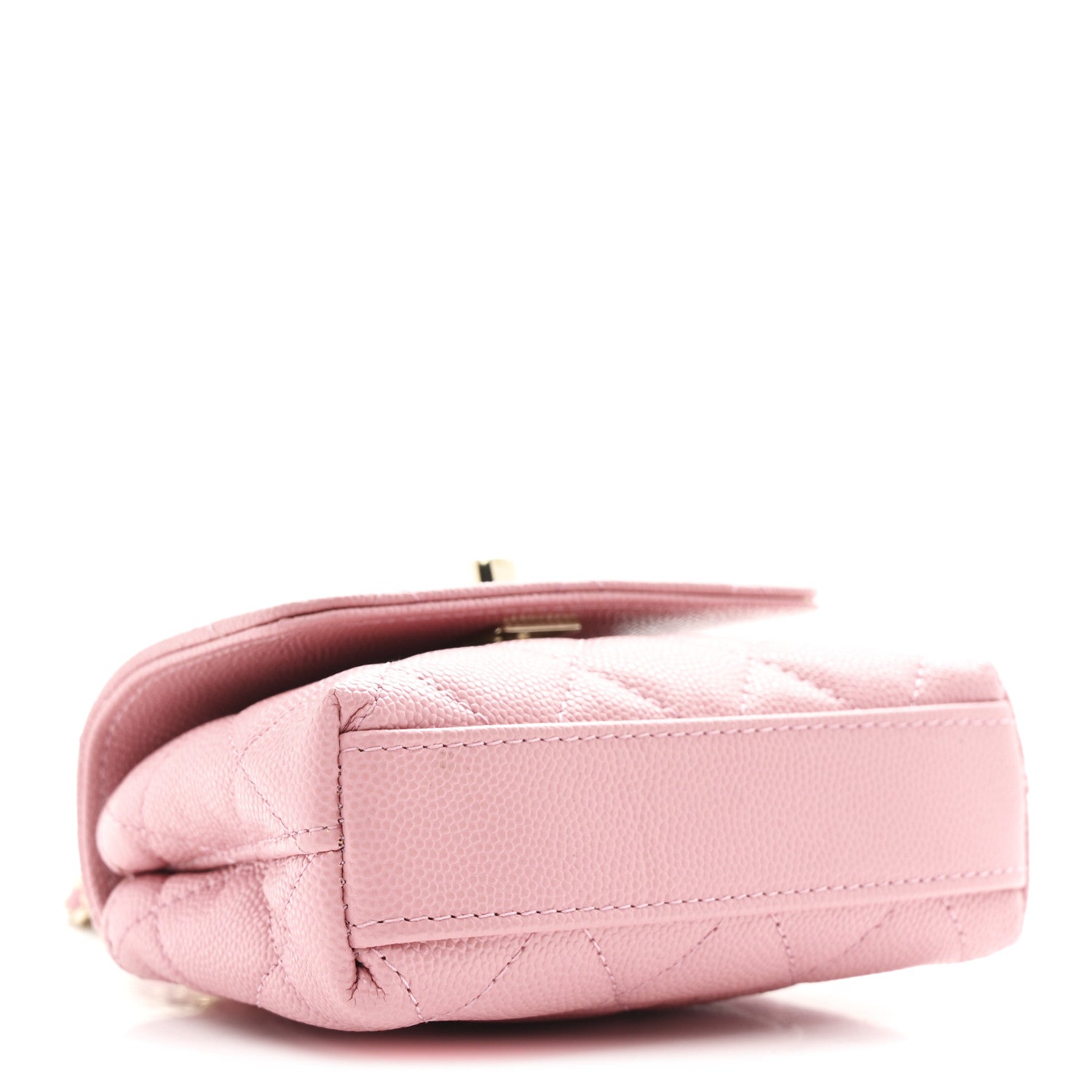 Caviar Quilted Nano Coco Handle Clutch With Chain Pink