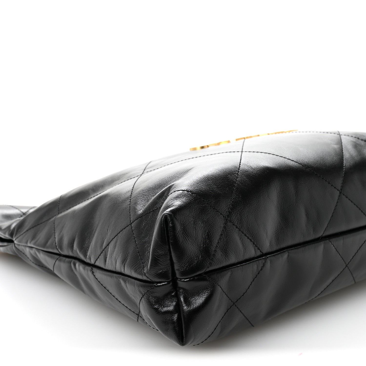 Shiny Calfskin Quilted Small Chanel 22 Black