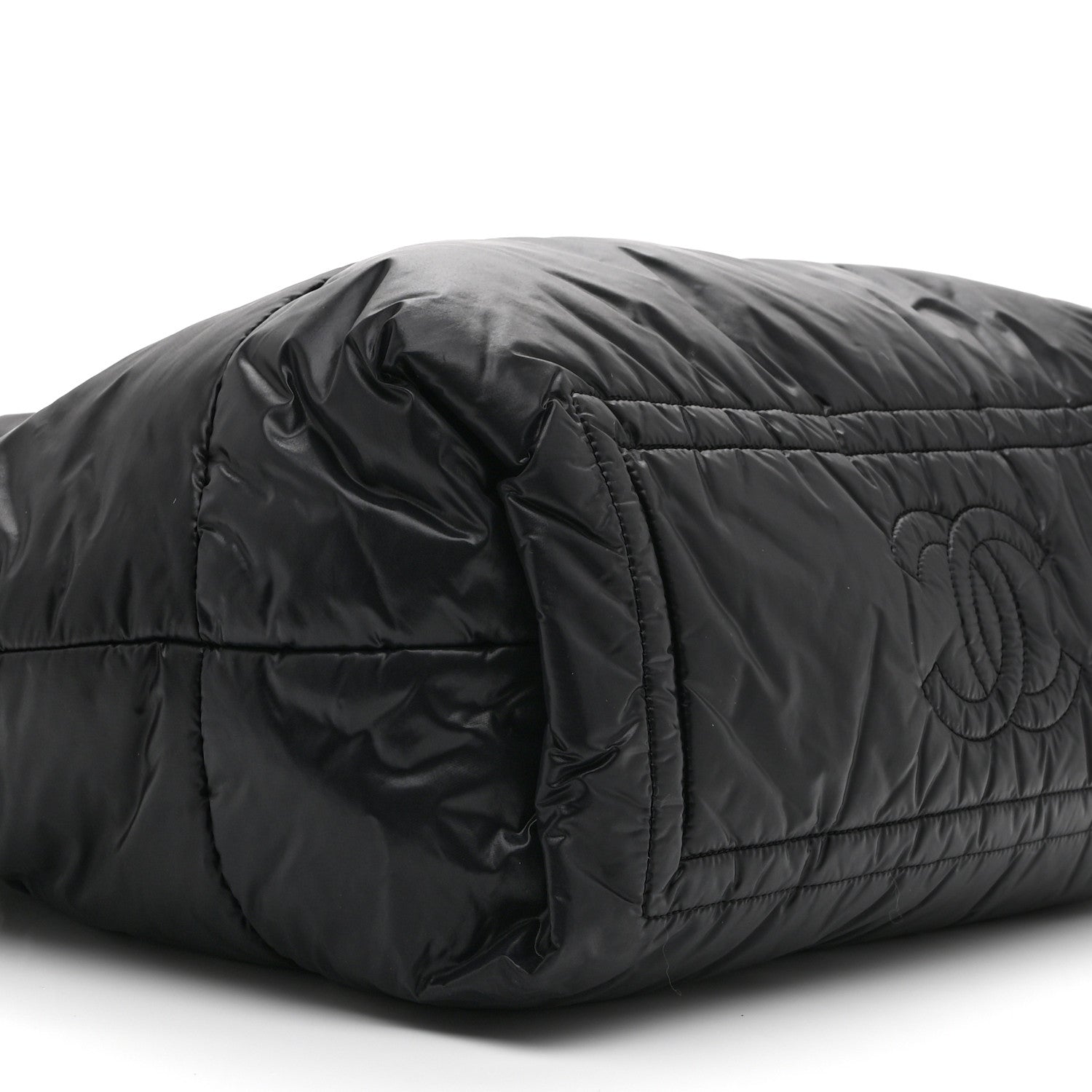 Lambskin Quilted Large Coco Cocoon Reversible Tote Black