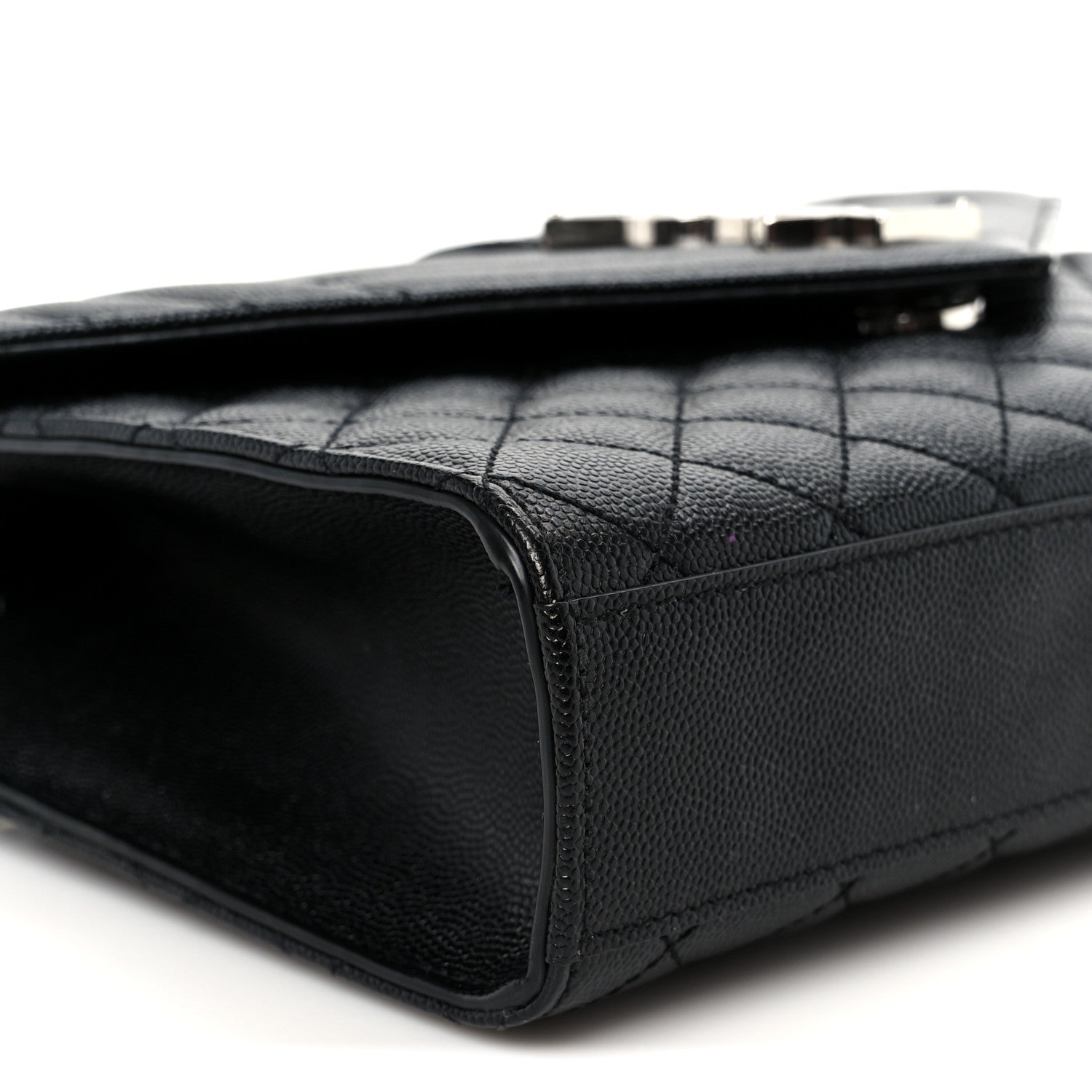 Grain De Poudre Textured Mixed Matelasse Triquilt Medium Monogram Satchel Black