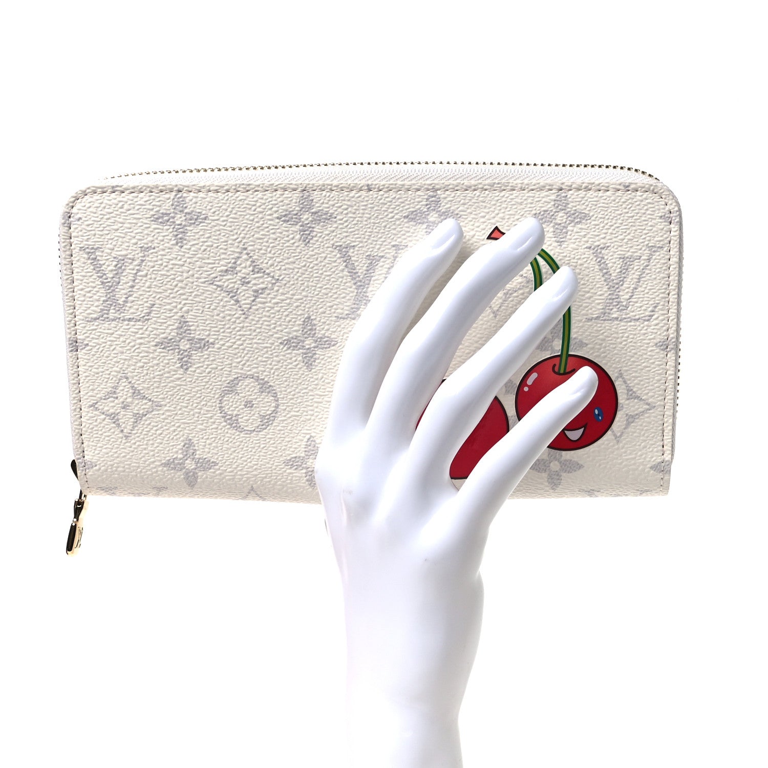 LV X TM Monogram Cerises Zippy Wallet White