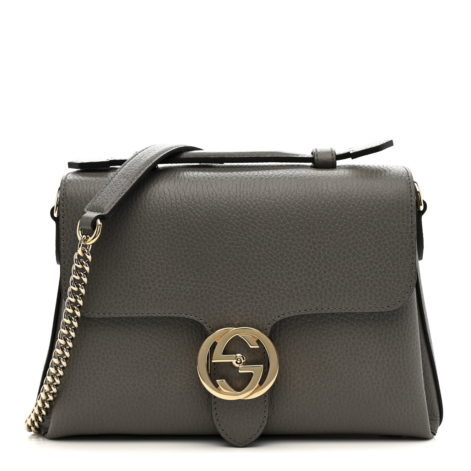 Dollar Calfskin Interlocking G Top Handle Shoulder Bag Loess
