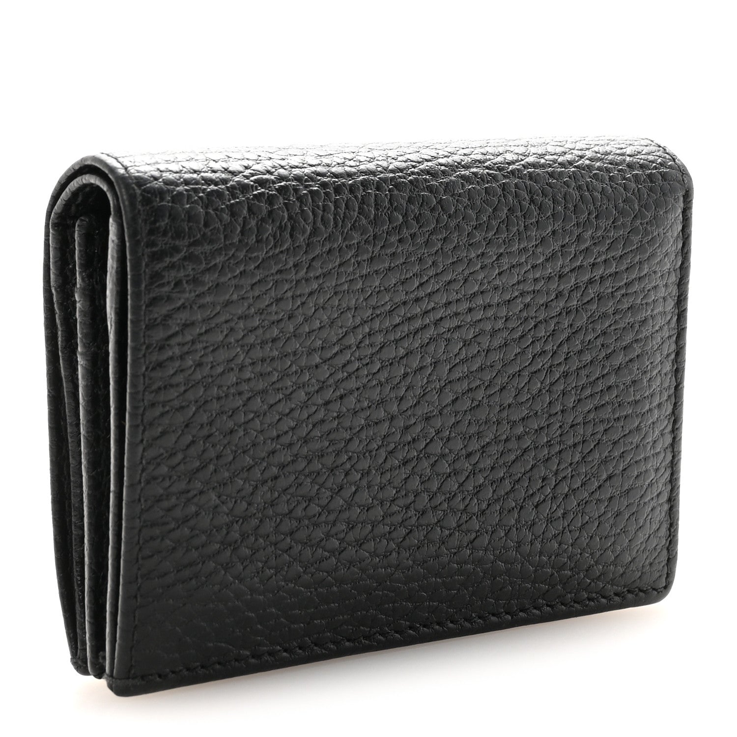 Pebbled Calfskin GG Marmont Card Case Black
