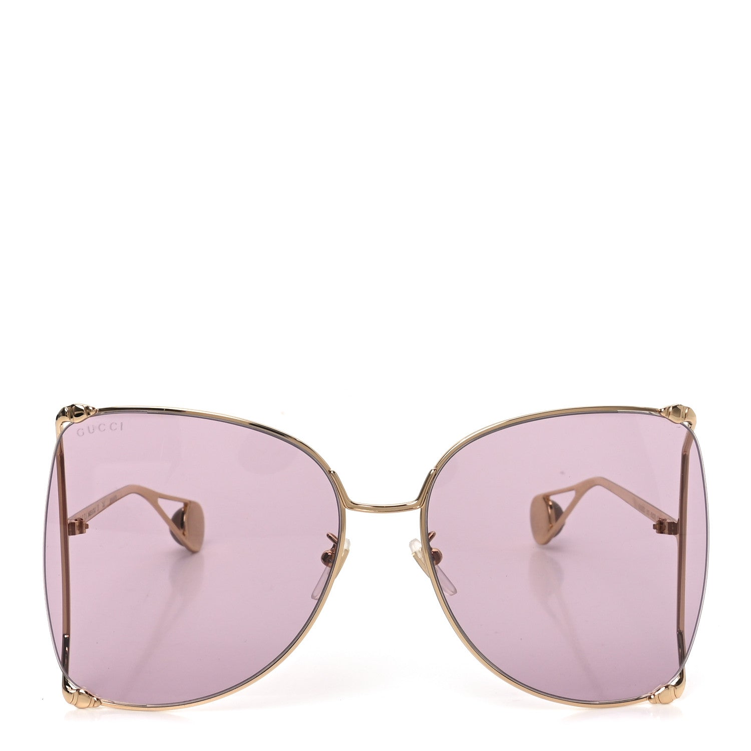 Metal Oversized Round Sunglasses GG0252S Gold Pink