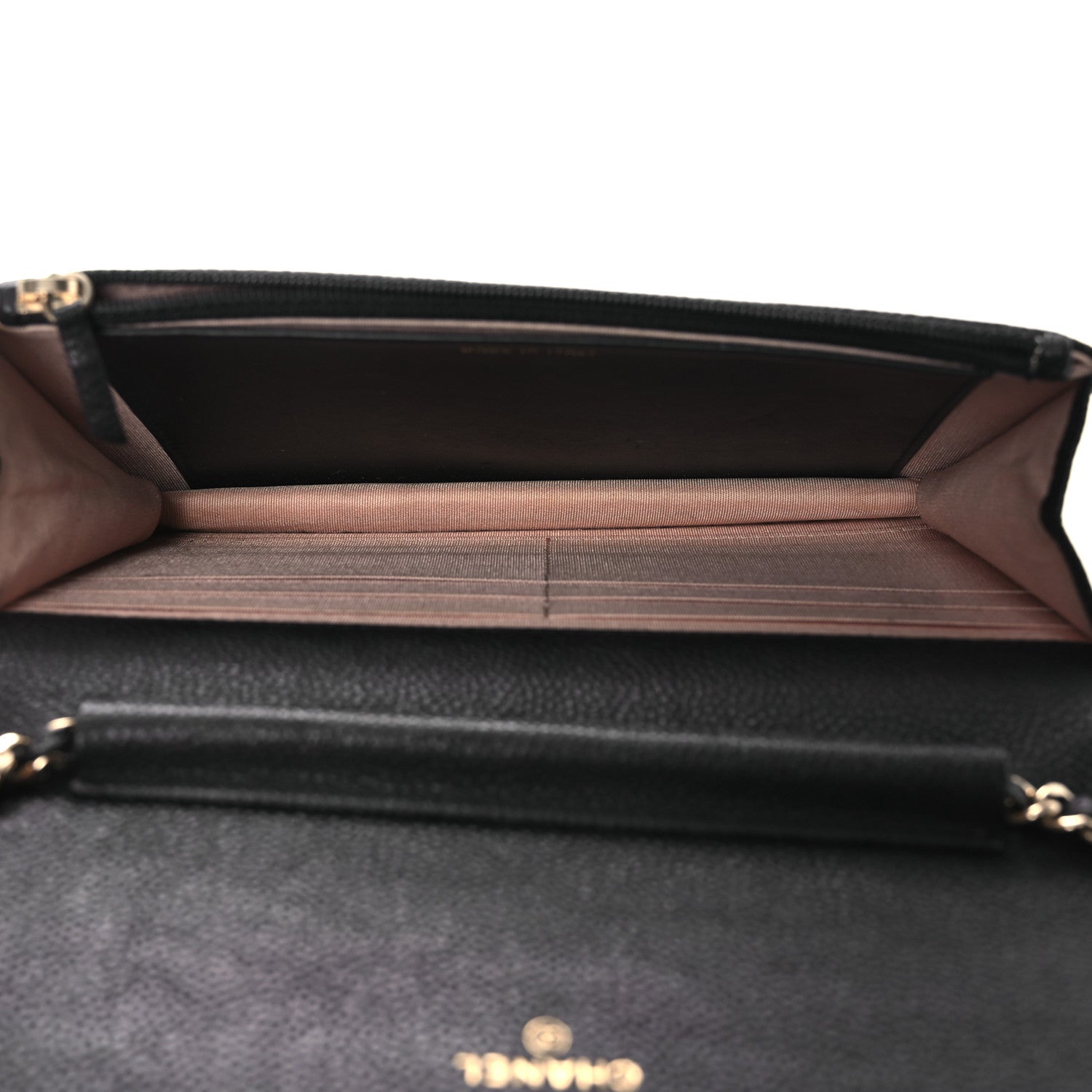 Grained Calfskin Quilted Cuba Wallet On Chain WOC Black