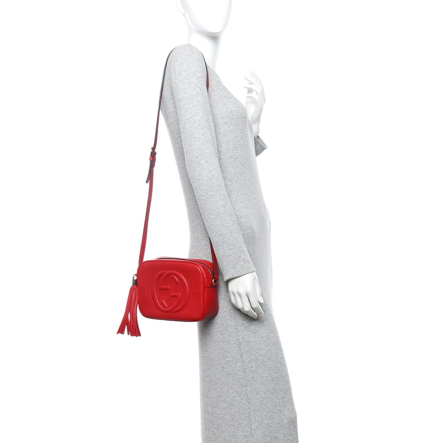 Pebbled Calfskin Small Soho Disco Bag Vibrant Red