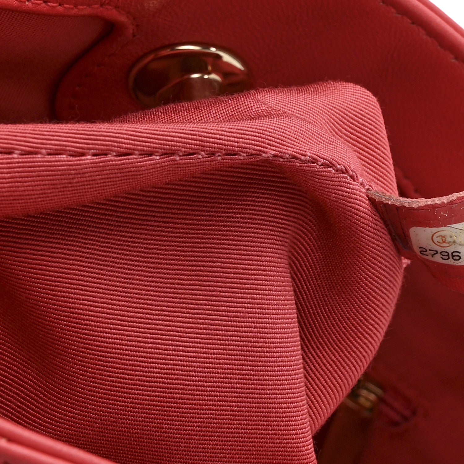 Calfskin Stitched Chain Bucket Bag Coral
