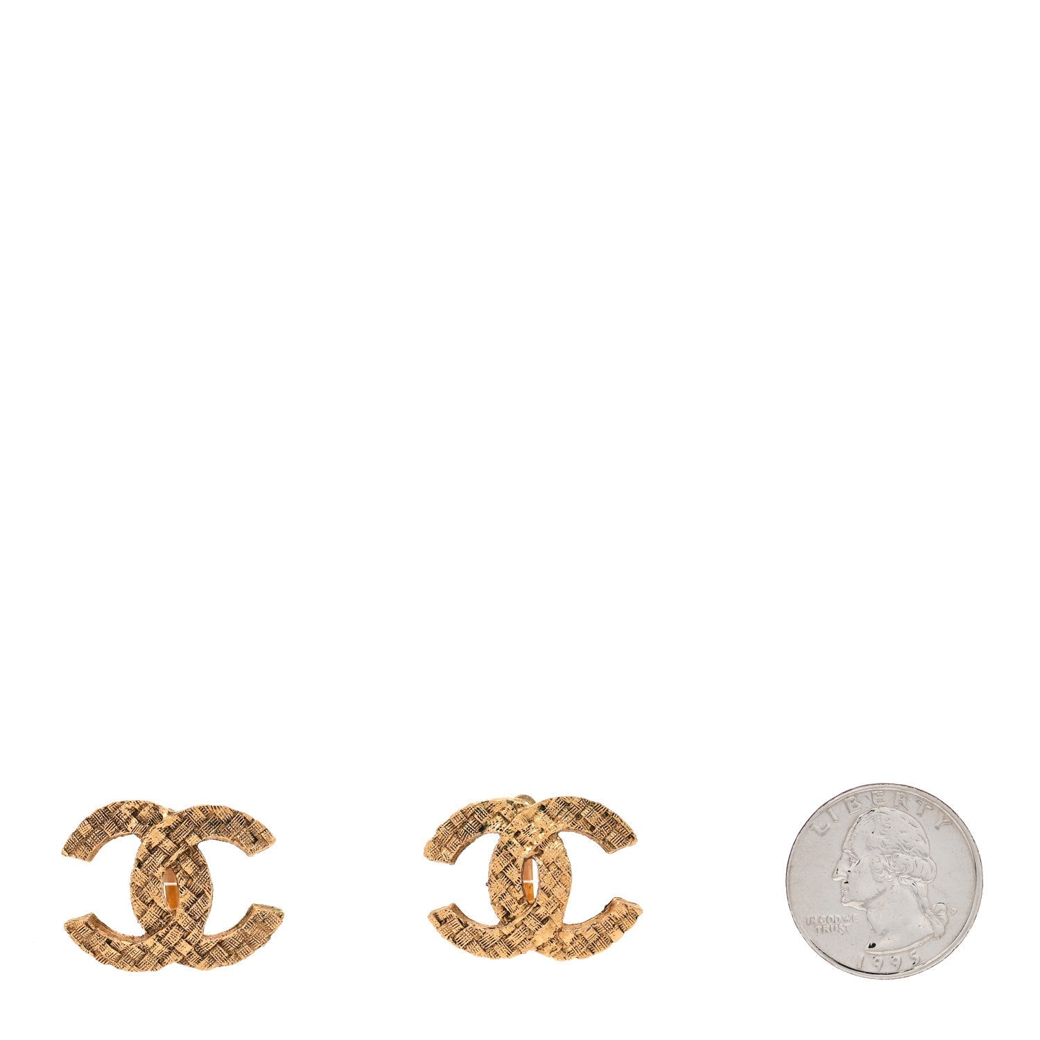 CC Woven Clip On Earrings Gold