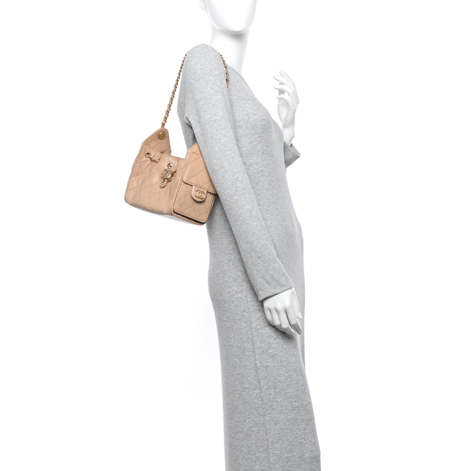 Caviar Quilted Mini Chanel 25 Handbag Beige