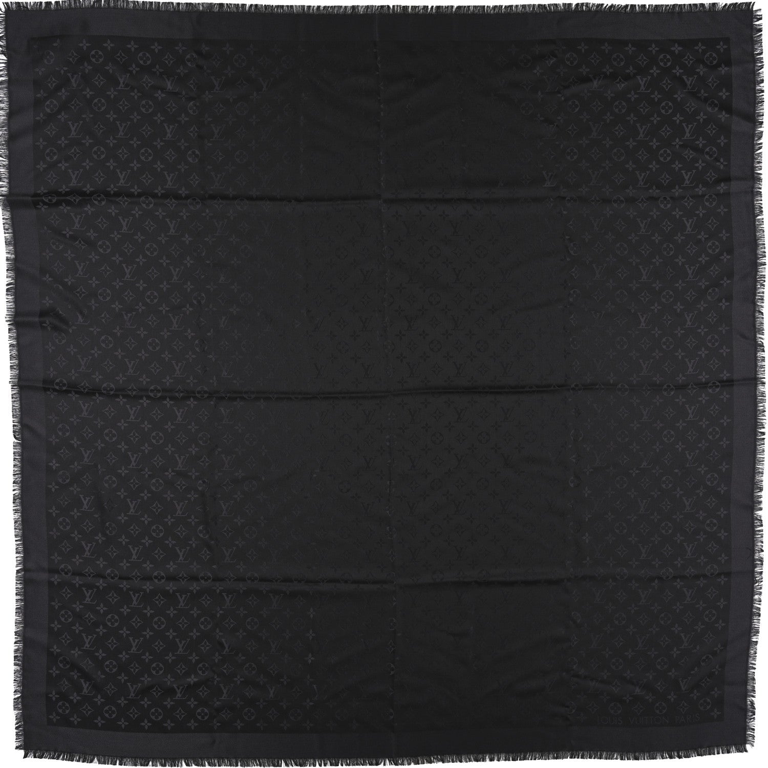 Silk Wool Monogram Shawl Ardoise