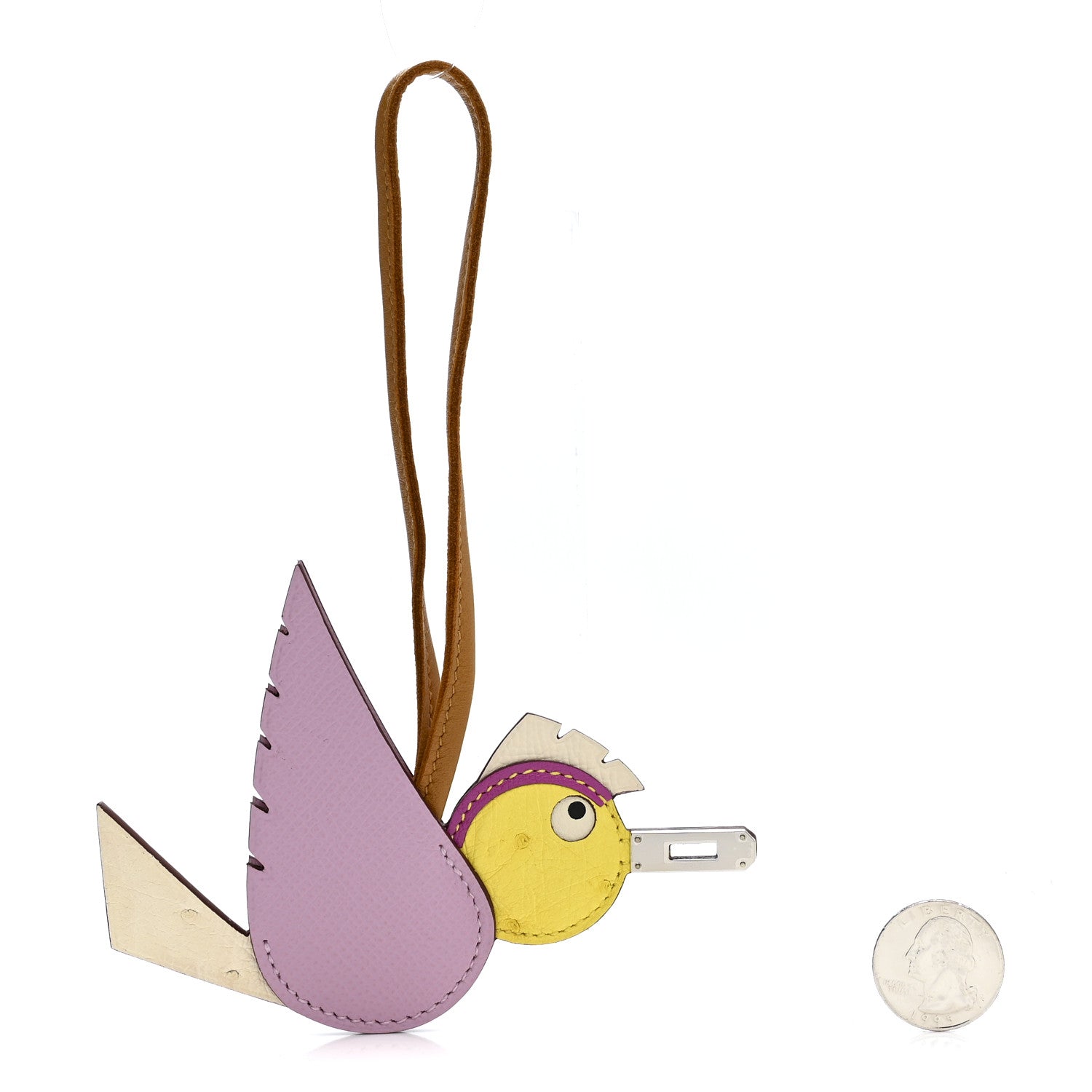 Ostrich Epsom Swift Birdy Bag Charm Mauve Sylvestre Nata Jaune Citron Magnolia Sesame