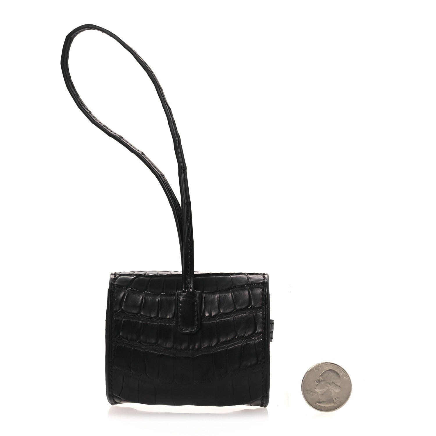 Matte Alligator Festival Kelly Bag Charm Black