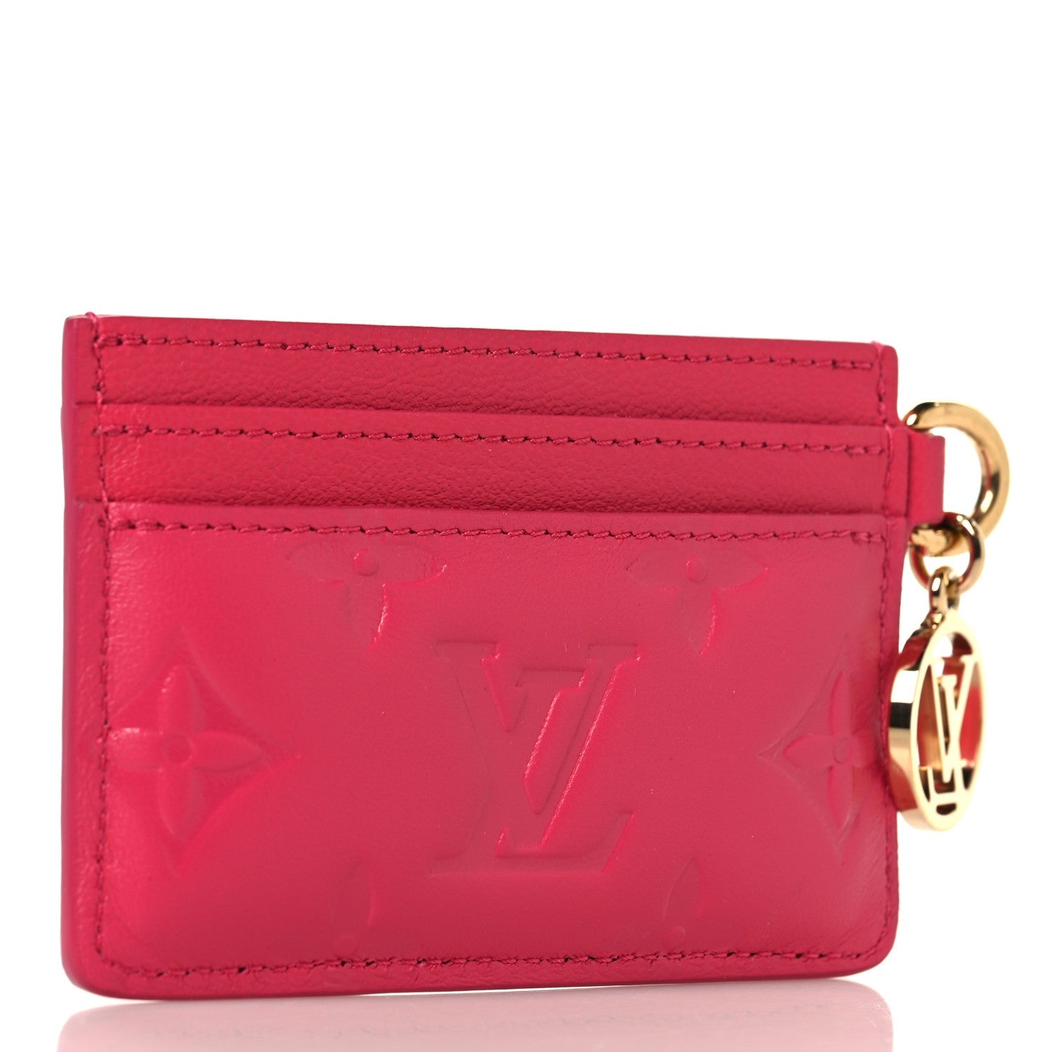 Lambskin Embossed Monogram Coussin Card Holder Bougainvillier