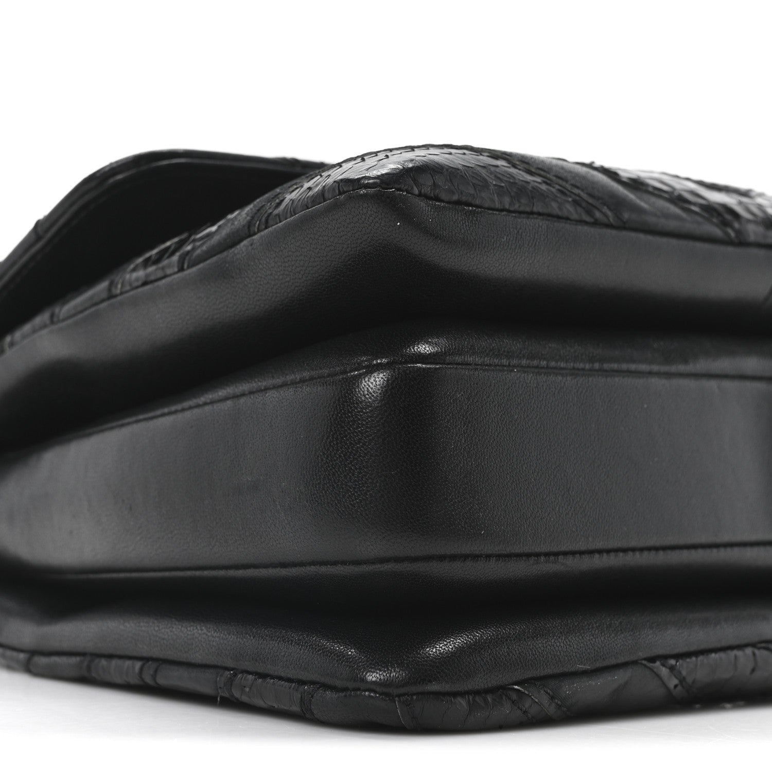 Calfskin Sheepskin Watersnake Chevron Quilted CC Small Trendy CC Dual Handle Flap Bag Black