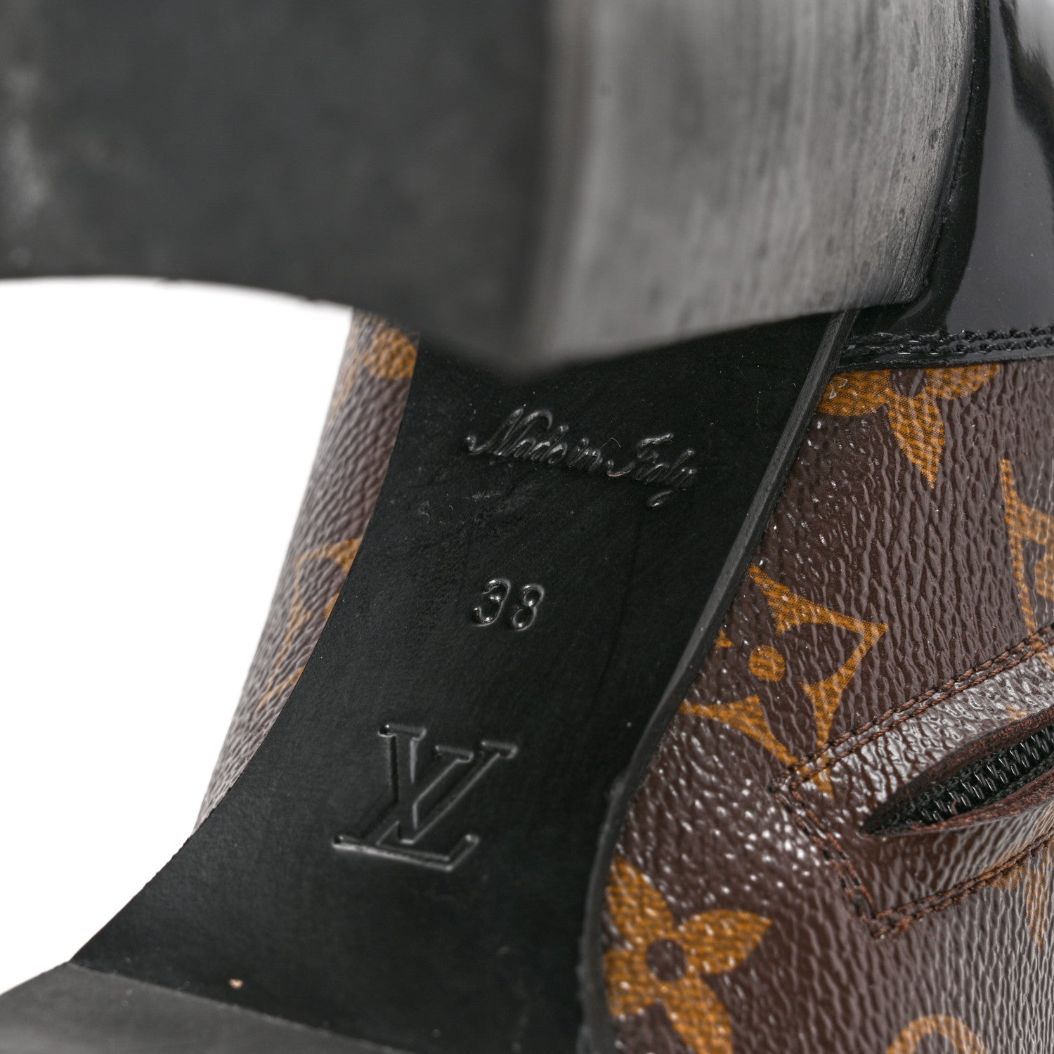 Patent Calfskin Monogram Star Trail Ankle Boots 38 Black