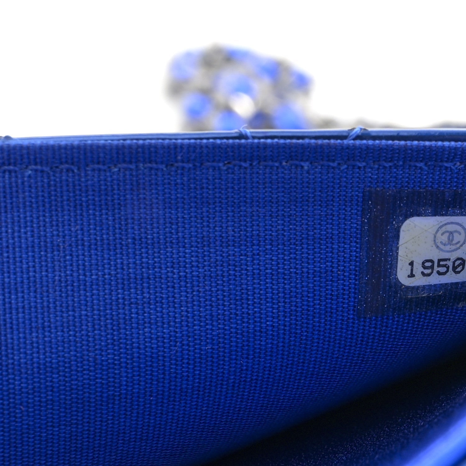 Metallic Patent Calfskin Quilted Boy Wallet on Chain WOC Blue