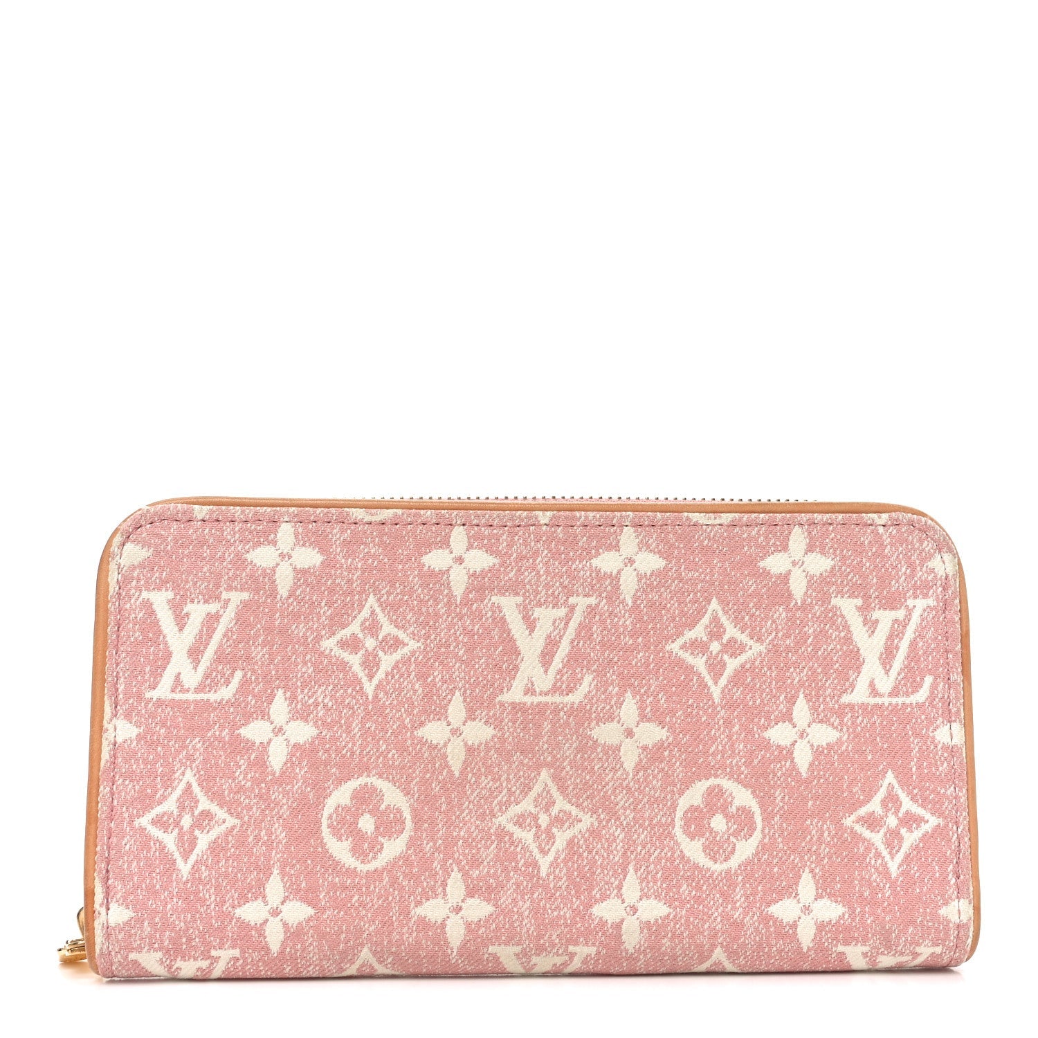 Denim Monogram Jacquard Zippy Wallet Pink
