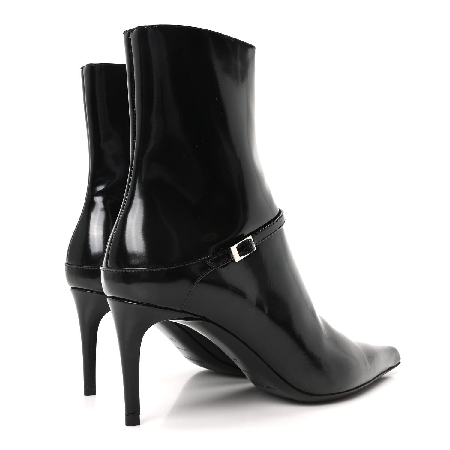 Patent Vendome Buckle Ankle Booties 37 Black