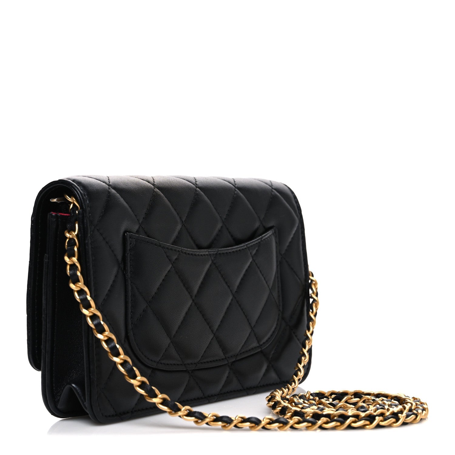 Lambskin Plexiglass Quilted Coco Love Wallet On Chain WOC Black