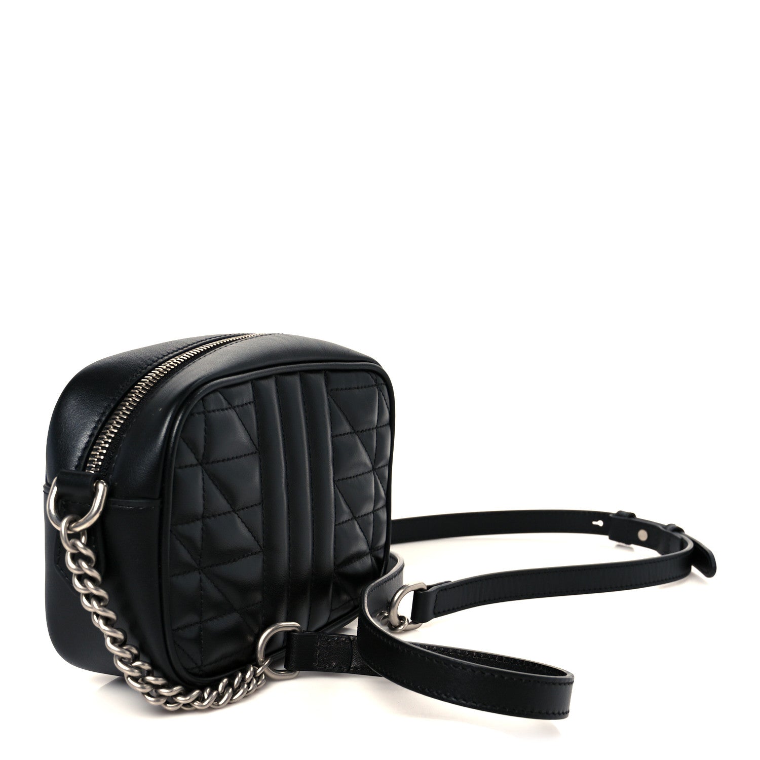 Calfskin Matelasse Aria Mini GG Marmont Chain Shoulder Bag Black