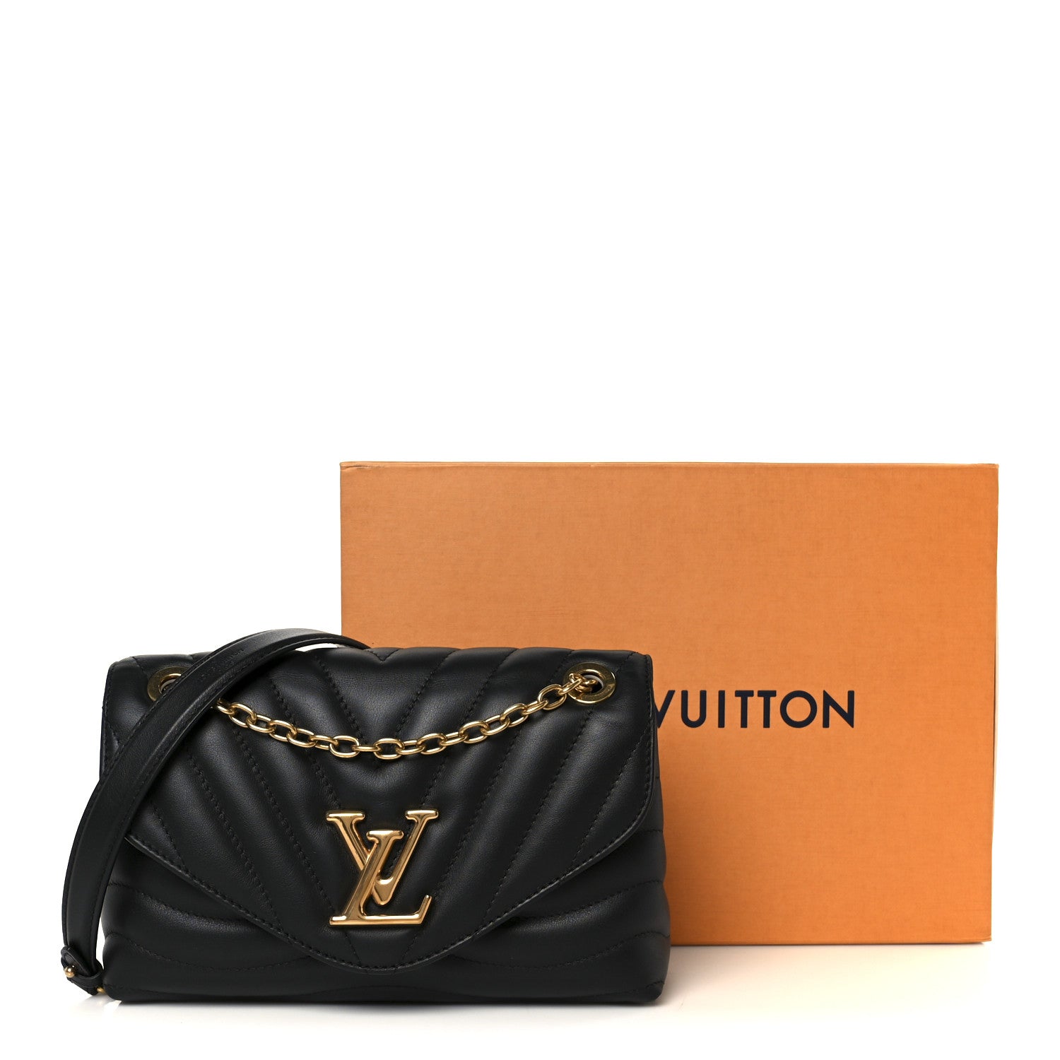 Calfskin LV New Wave Chain Bag Black