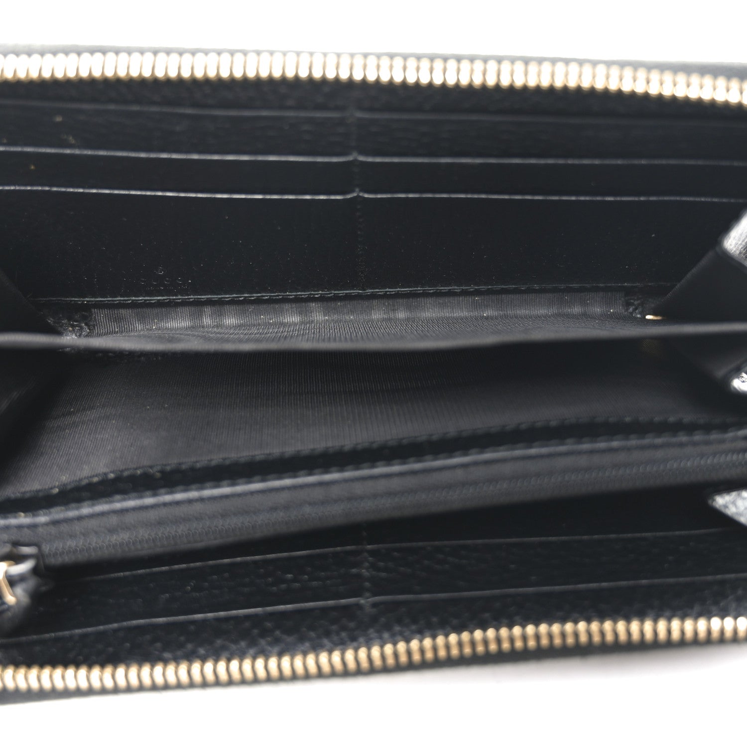 Dollar Calfskin GG Supreme Monogram GG Marmont Zip Around Wallet Black Beige Ebony