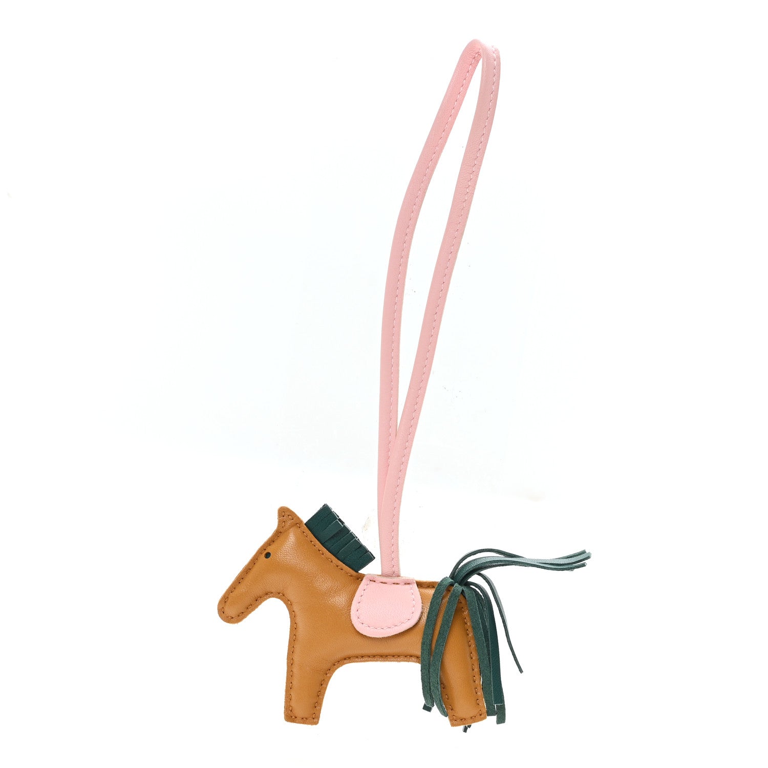 Milo Lambskin Grigri Rodeo Horse Bag Charm PM Sesame Malachite Rose Sakura