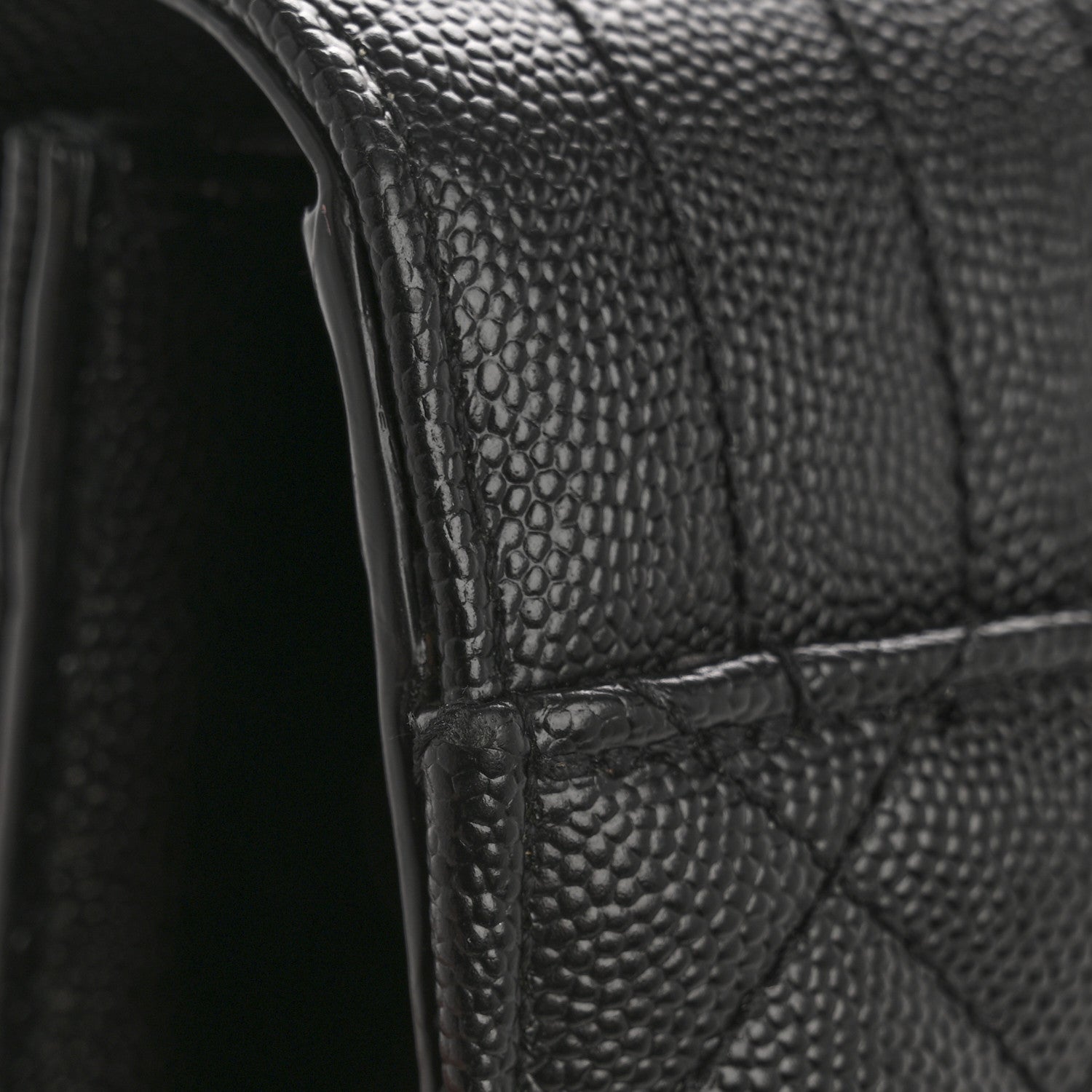 Grain De Poudre Textured Mixed Matelasse Triquilt Small Monogram Satchel Black