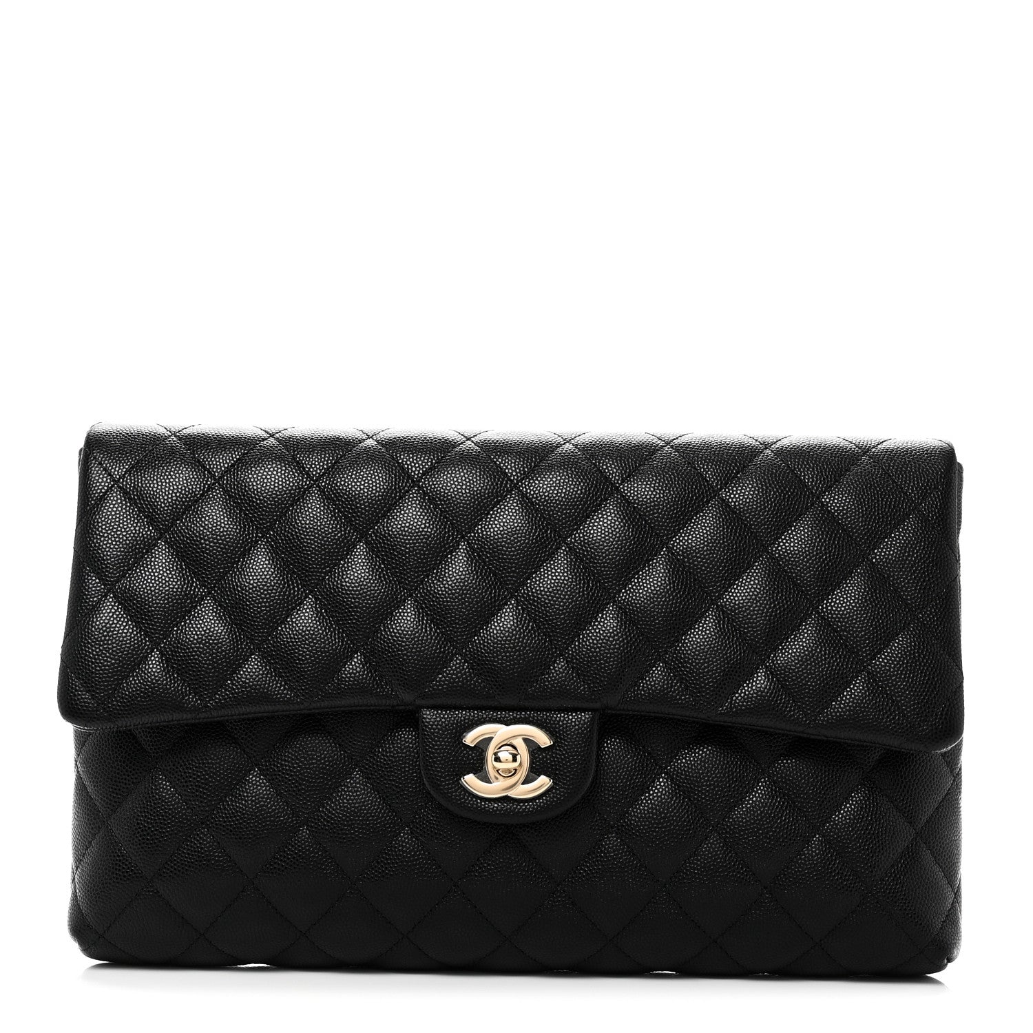 Caviar Quilted Flap Clutch Black