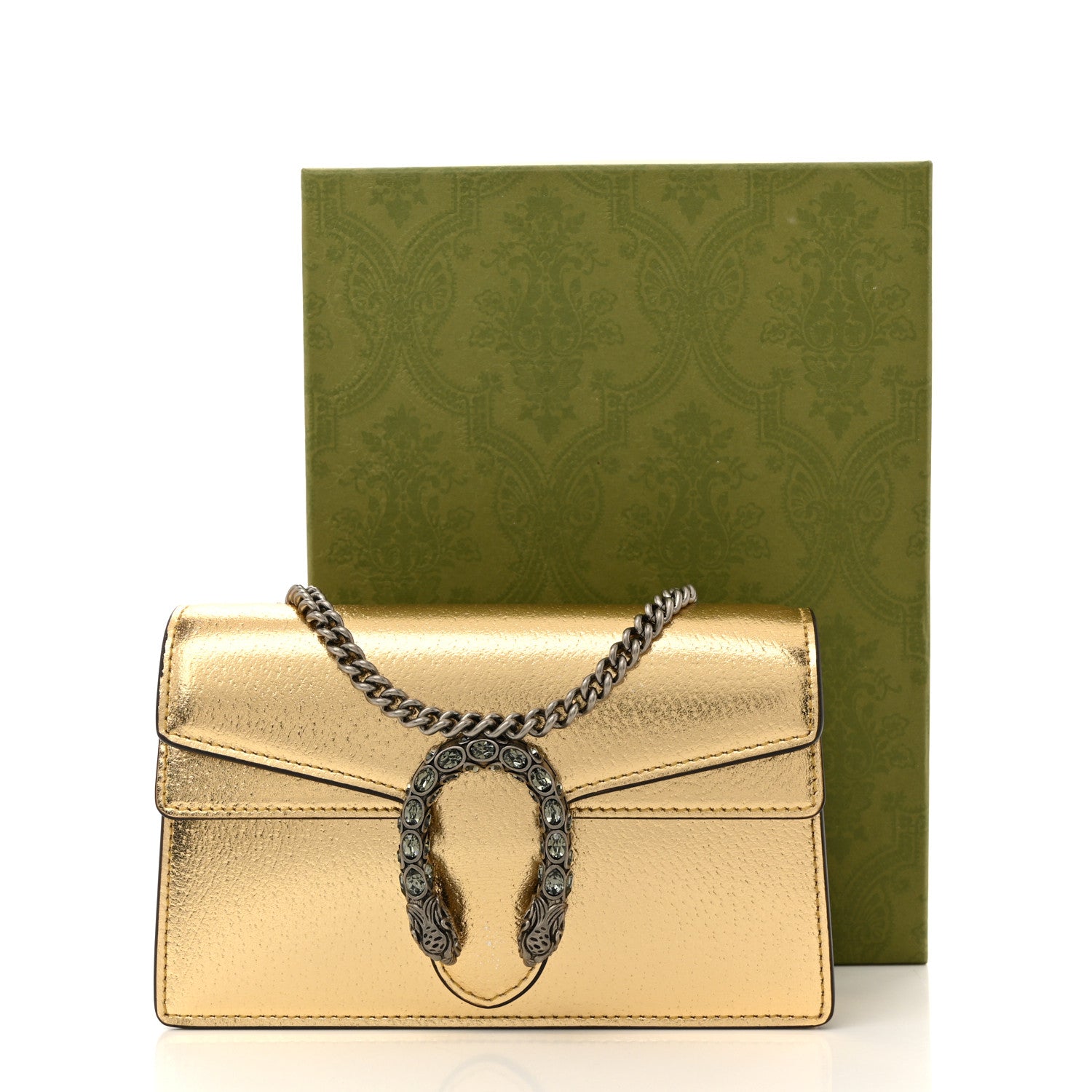 Metallic Calfskin Super Mini Dionysus Shoulder Bag Gold