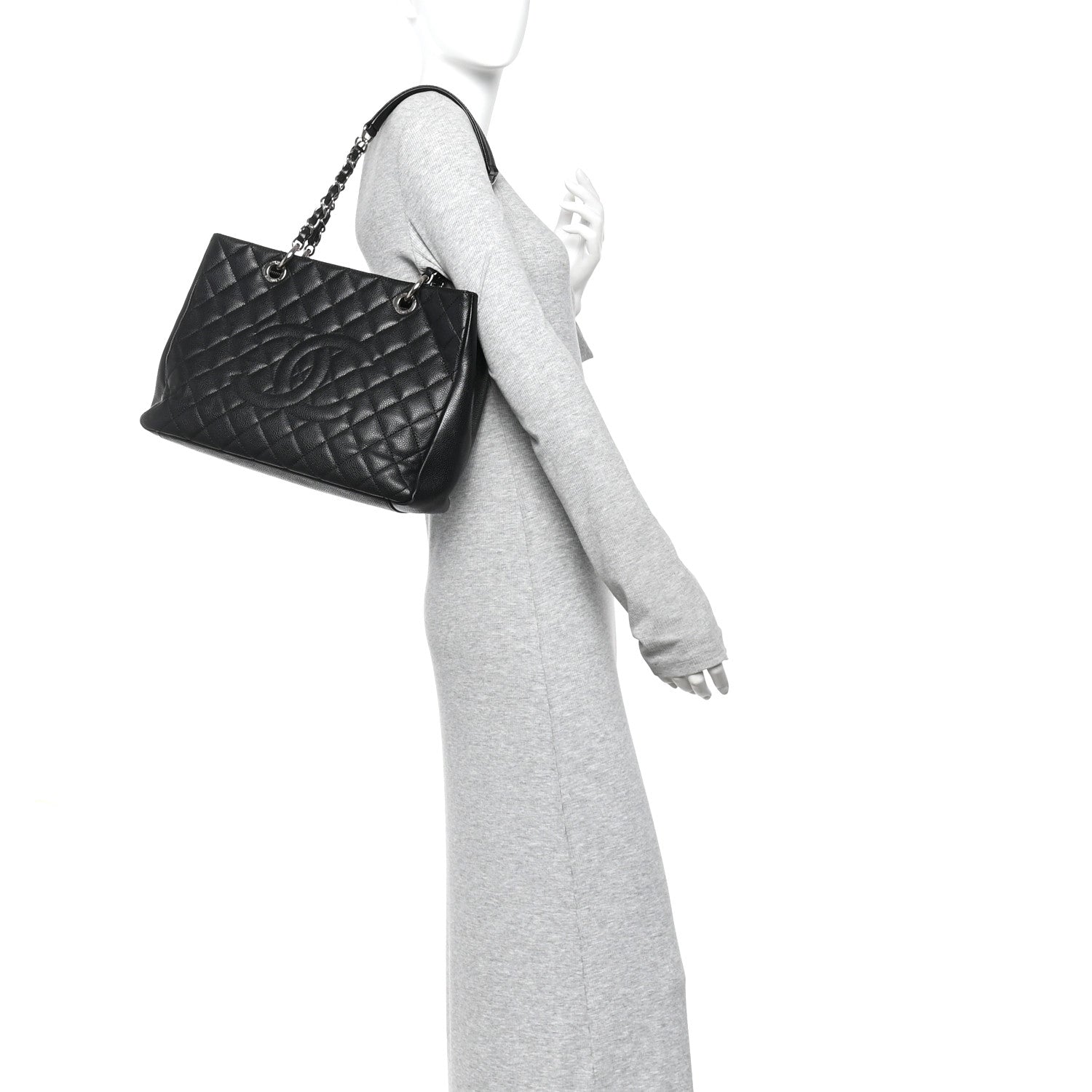 Caviar Quilted Grand Shopping Tote GST Black