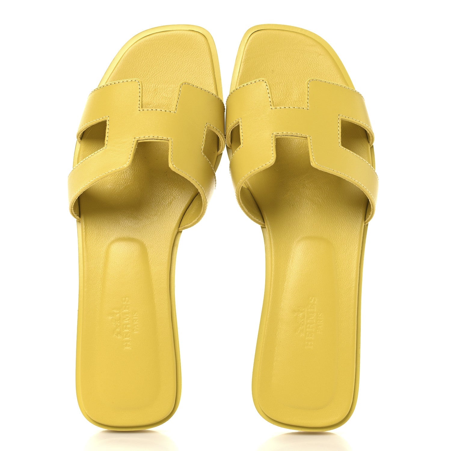 Box Calfskin Oran Sandals 36.5 Jaune Citron