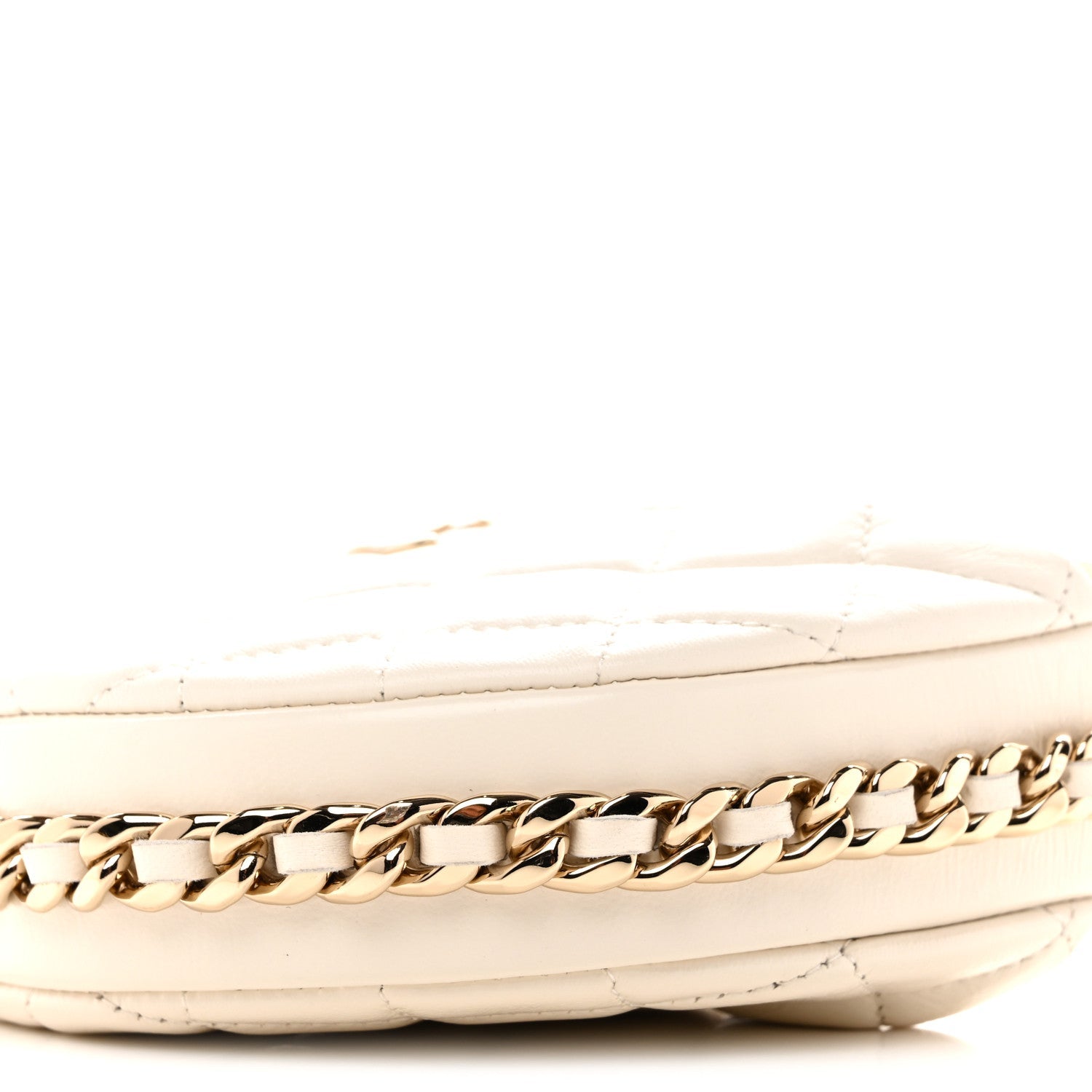 Lambskin Quilted Chain Around Pouch Hobo White