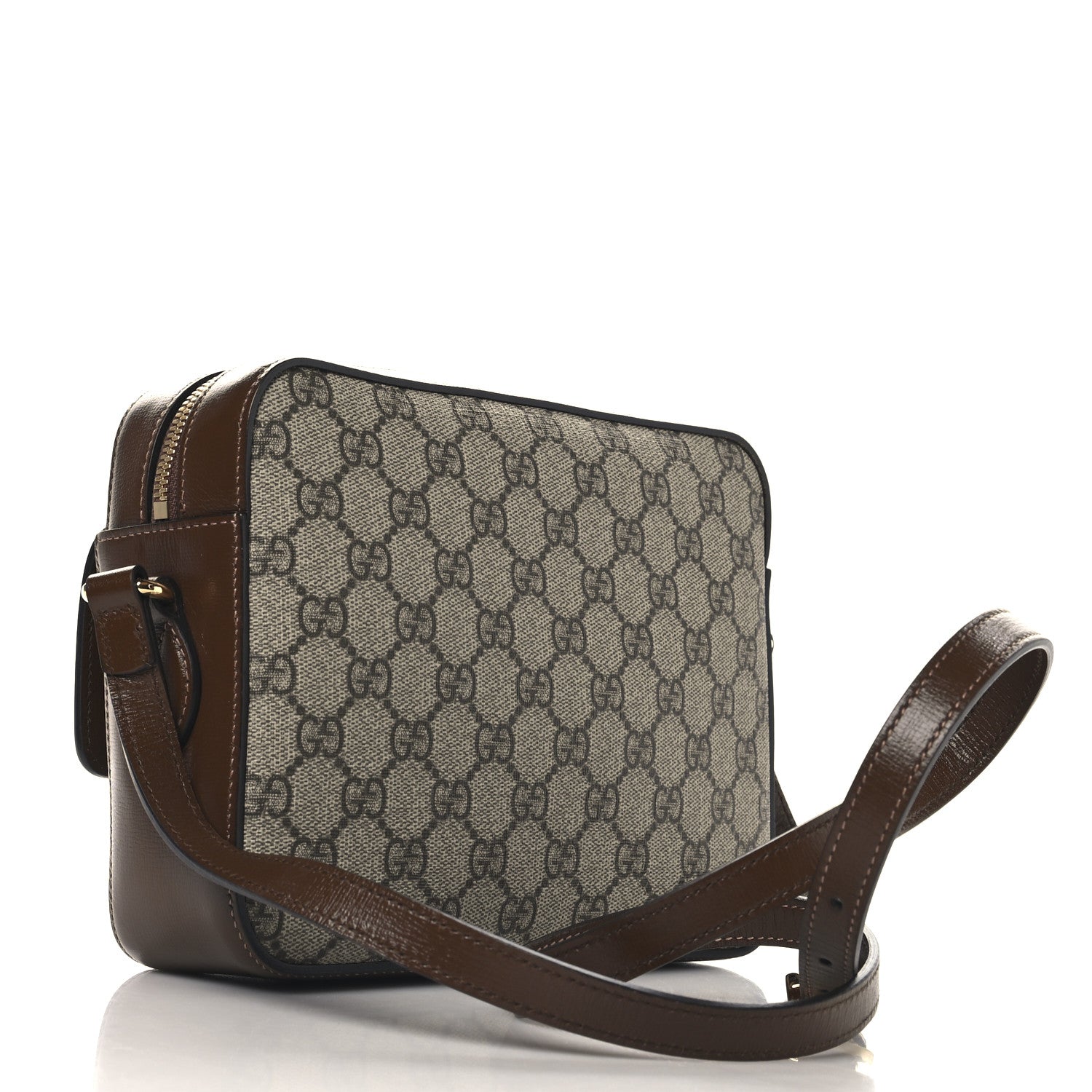 GG Supreme Monogram Small Horsebit 1955 Shoulder Bag Beige Brown Sugar