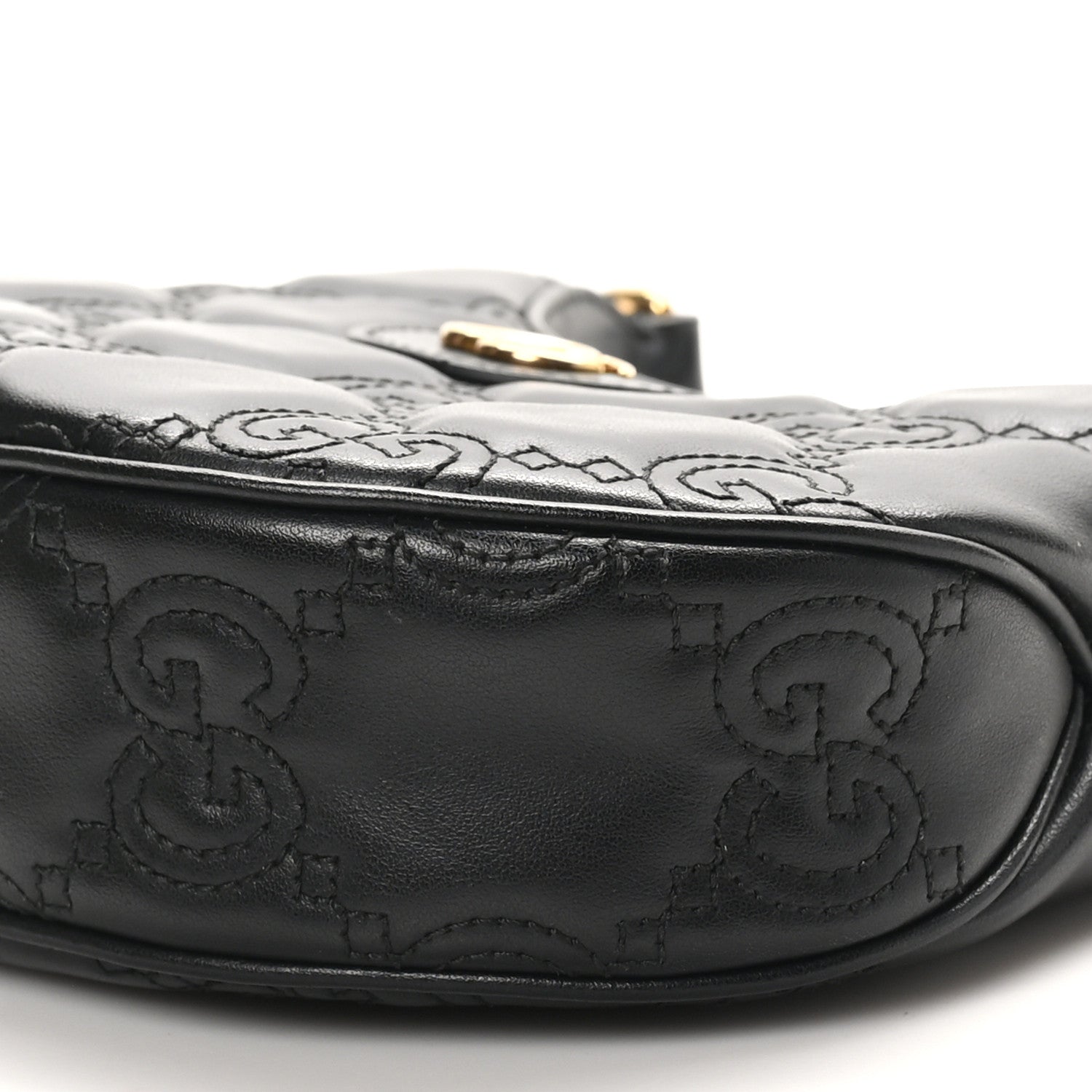 Calfskin GG Matelasse Mini Hobo Shoulder Bag Black