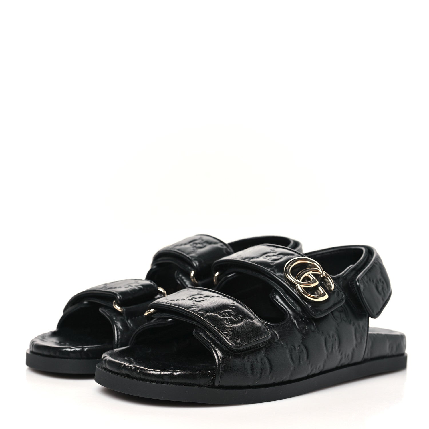 Guccissima GG Embossed Womens Sandals 36.5 Black