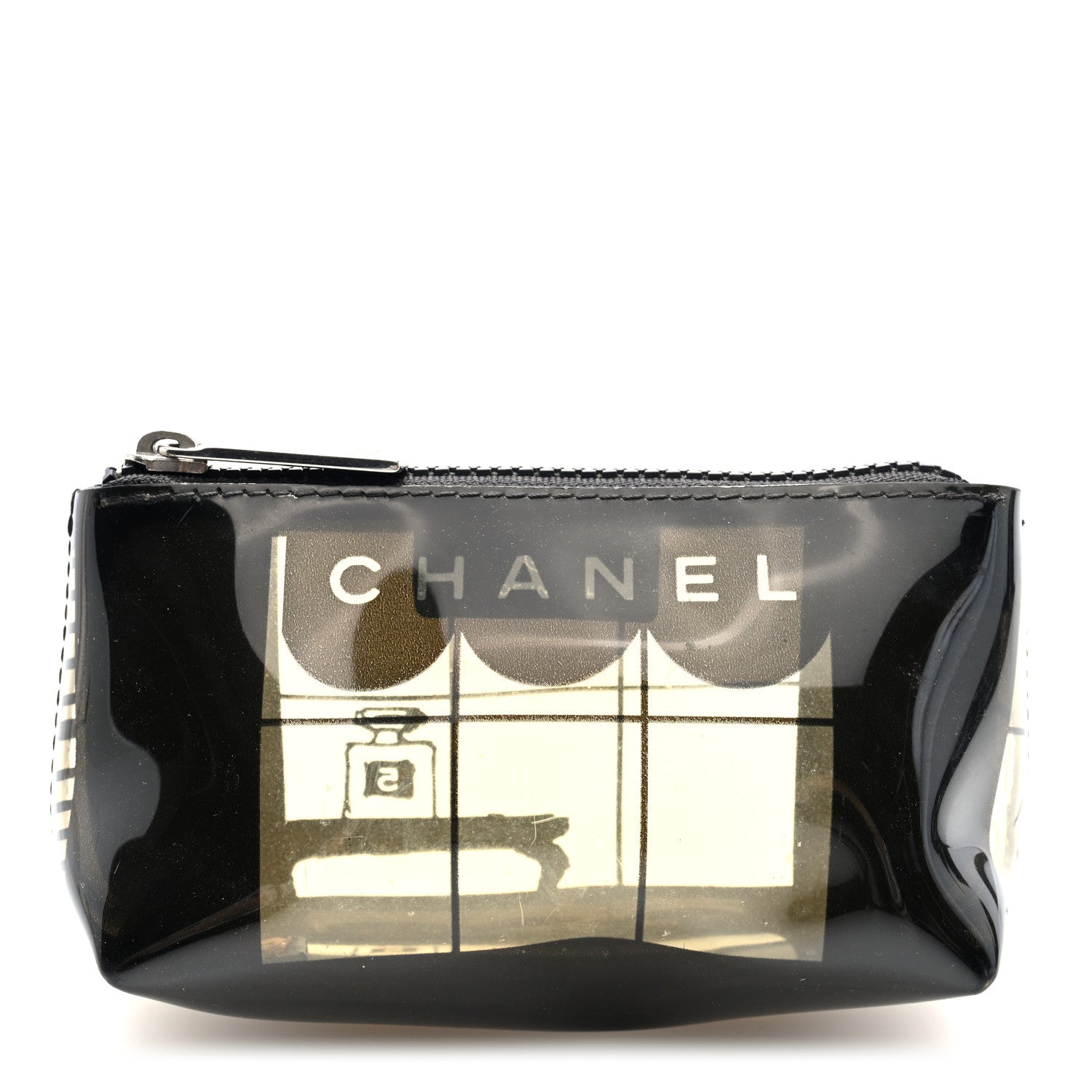 Vinyl Coco Window Cosmetic Pouch Black